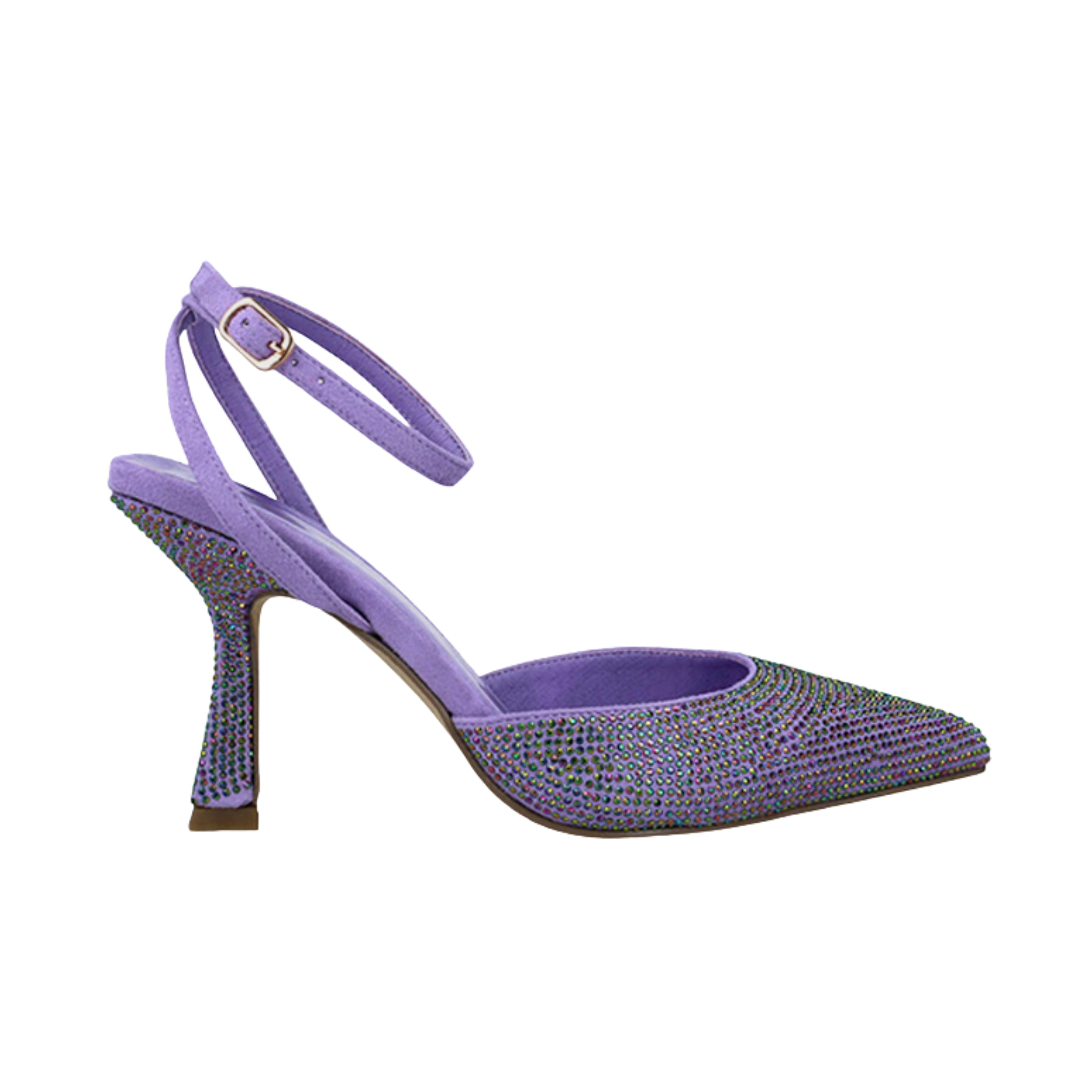 Menbur Heel Mm20 Mid Low Colored Stones Mule Heel Lilac