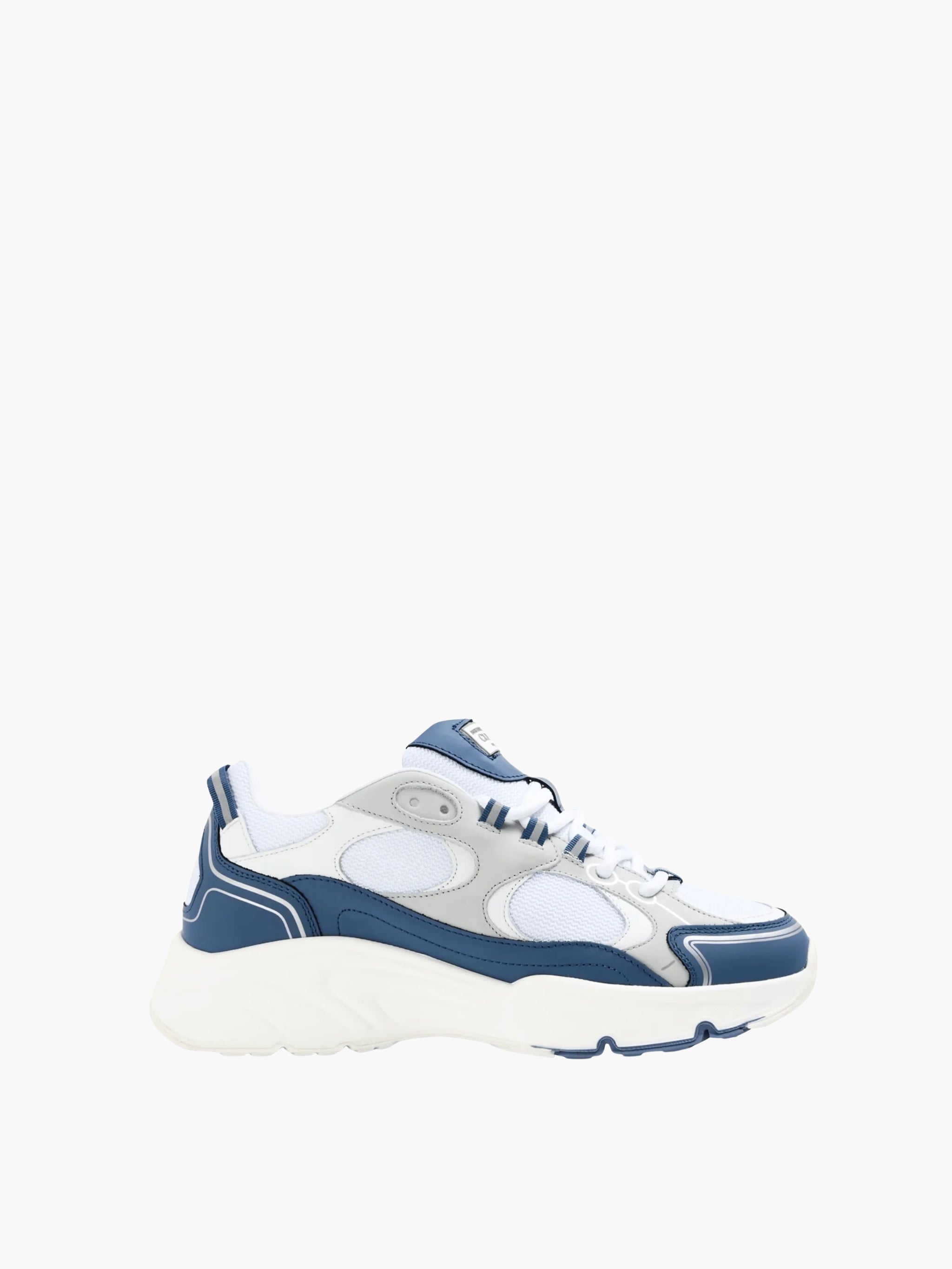 Cleens Sneakers C19 Navy Border Lace Up Beige/White