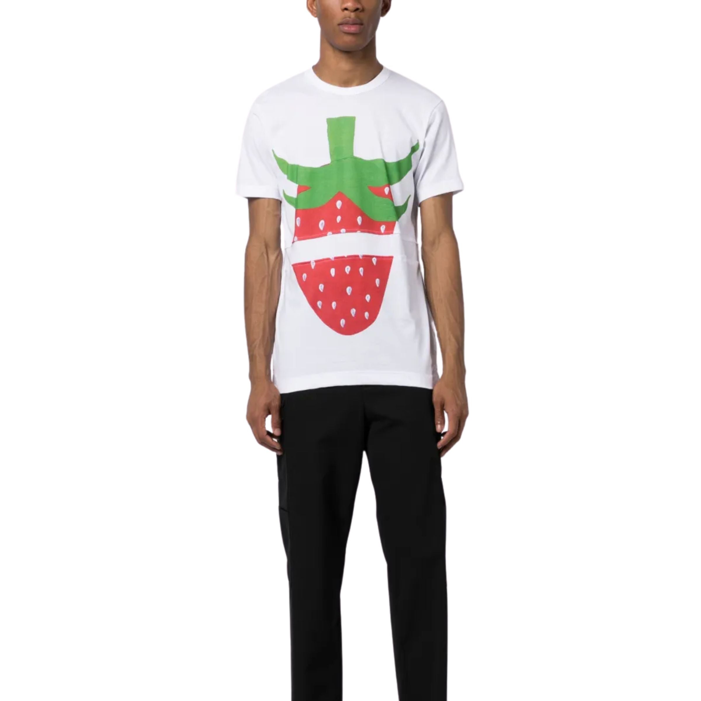 Comme Des Cargons T-Shirt Strawberry White