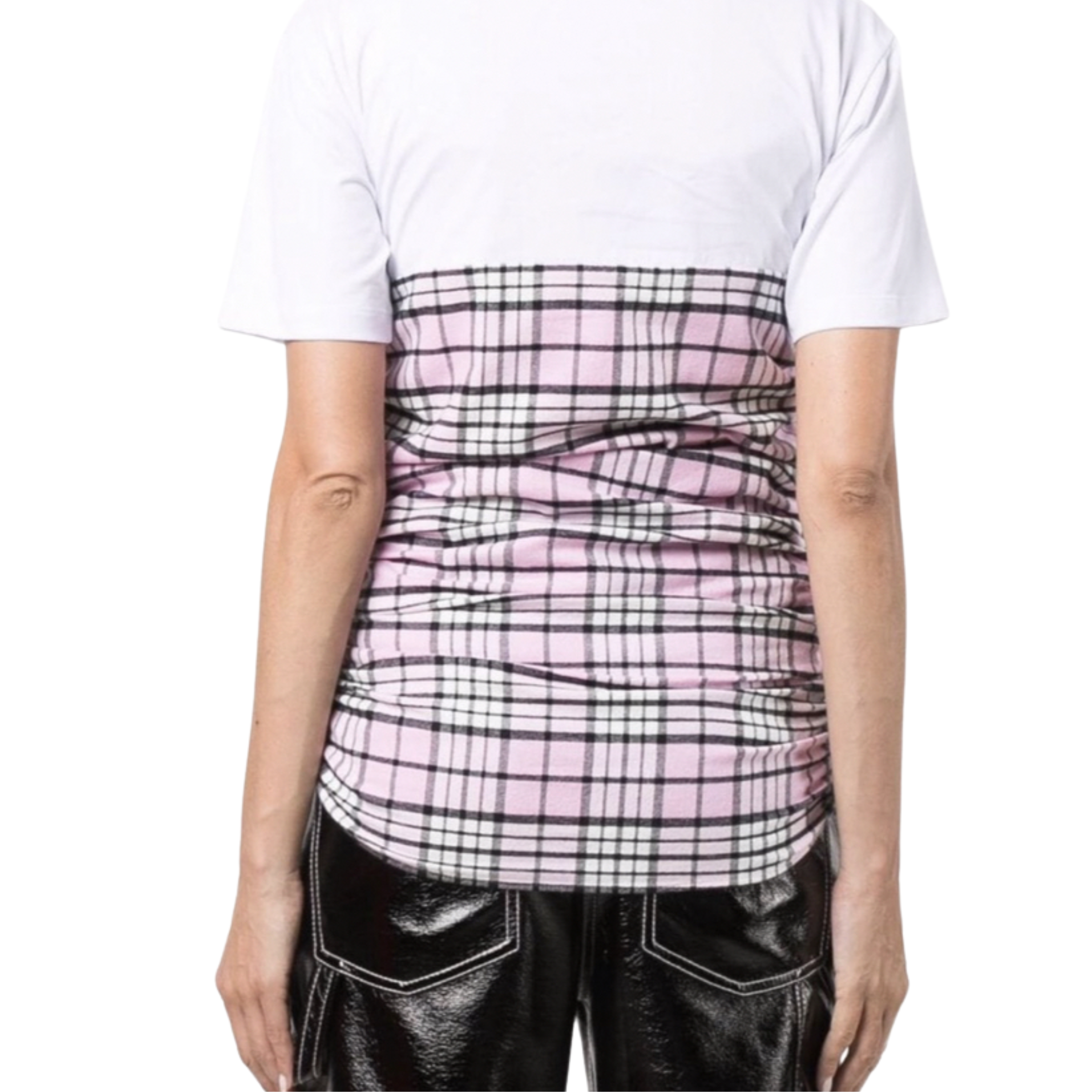 Msgm T-Shirt Pink Check White