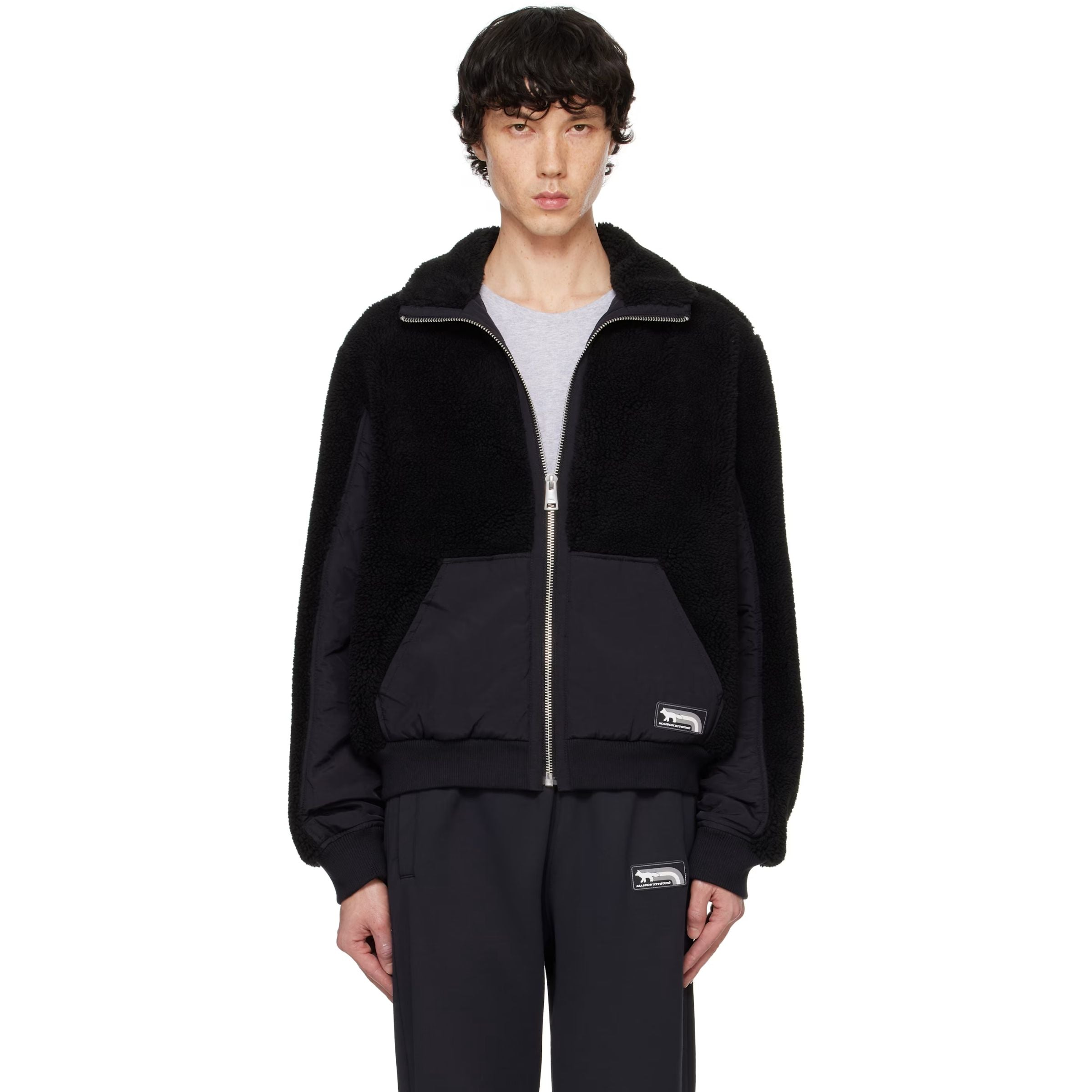 Maison Kitsune Jacket Fleece Flash Fox Black