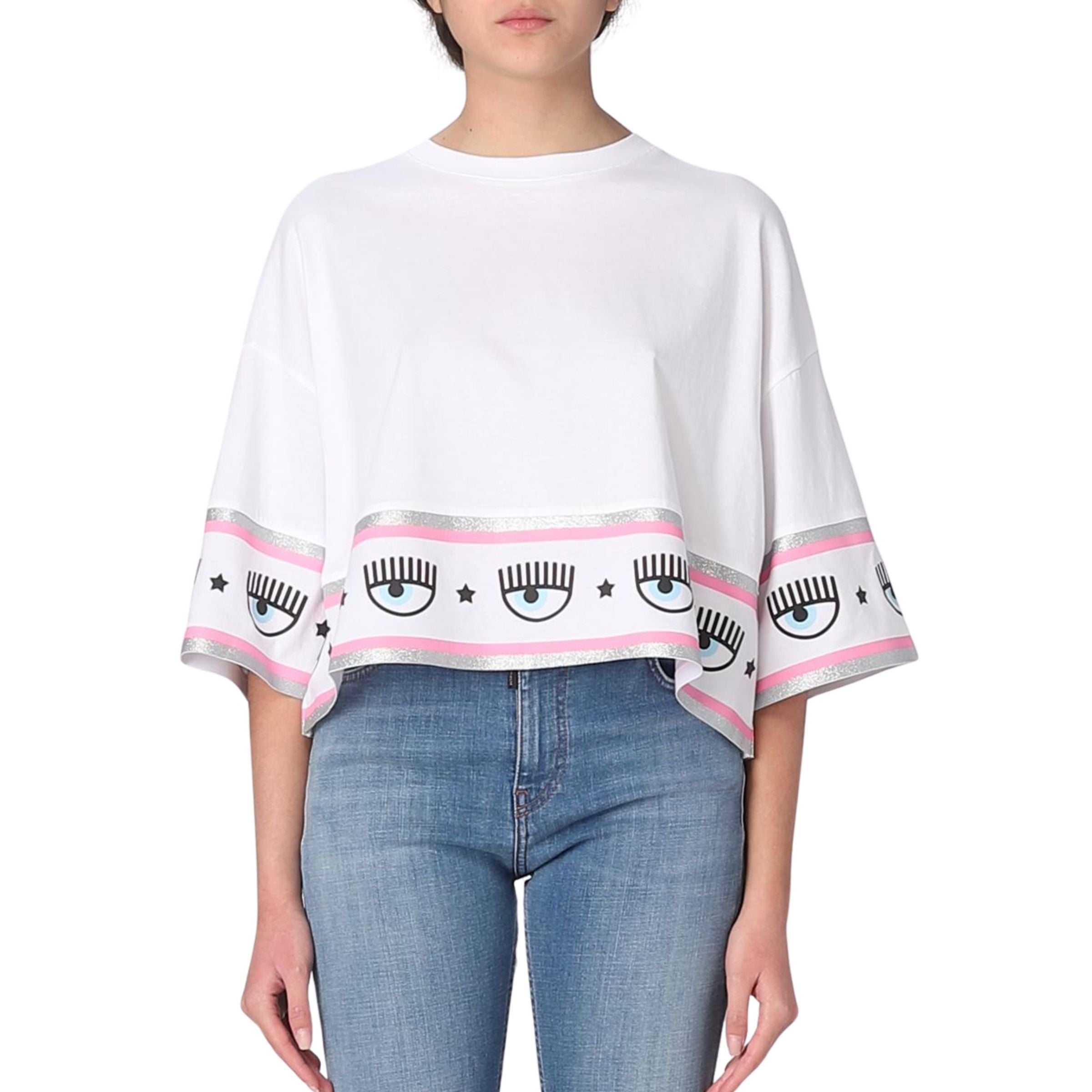 Chiara Ferragni Sweater Ladies Bottom Eyes White