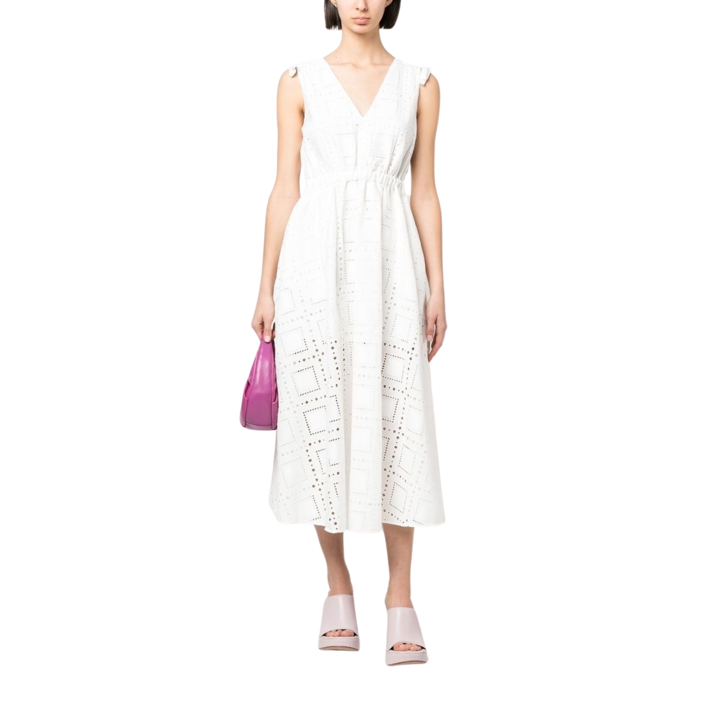 Msgm Dress Sleeveless Cut Out Pattern White