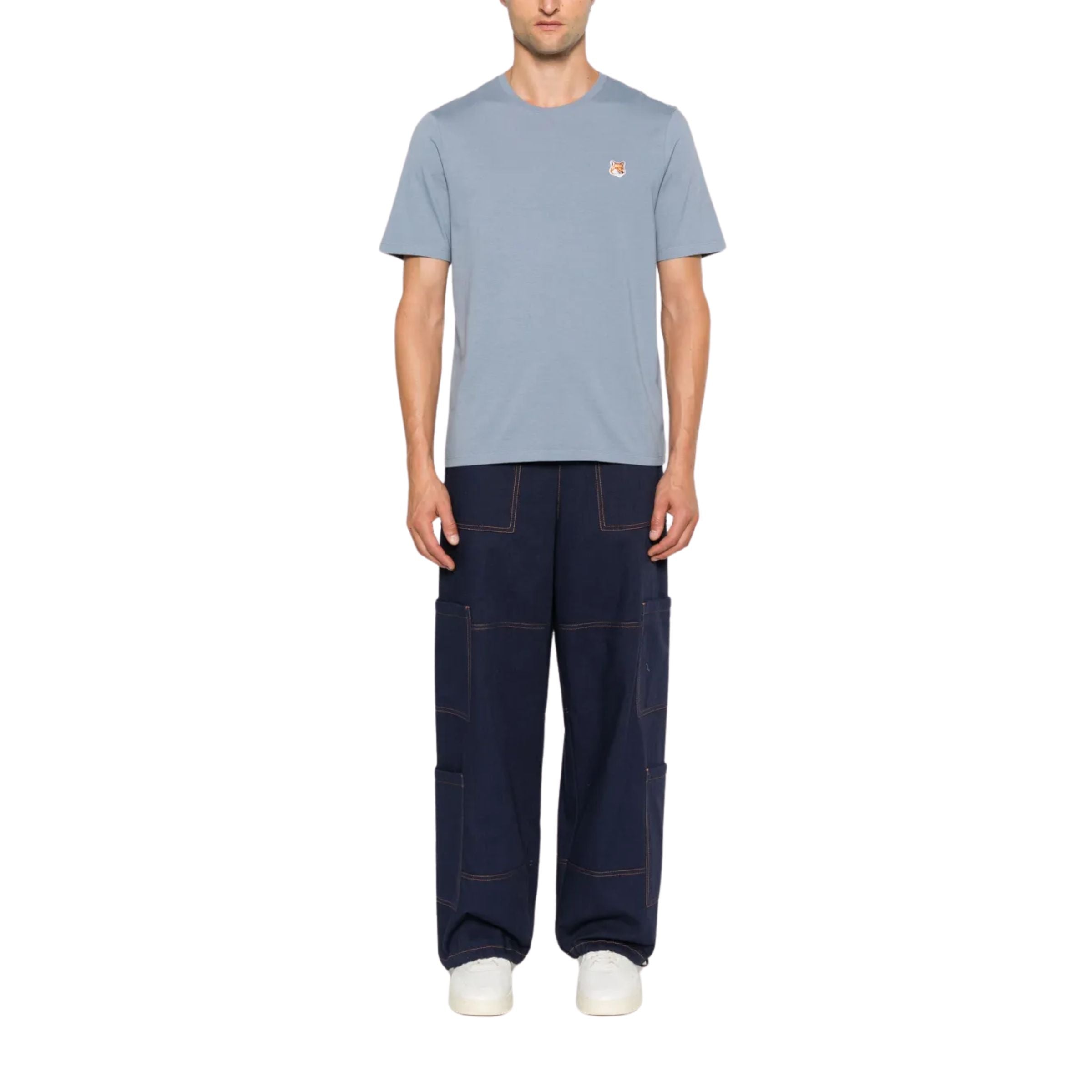 Maison Kitsune T-Shirt Fox Head Patch Moonlight Blue