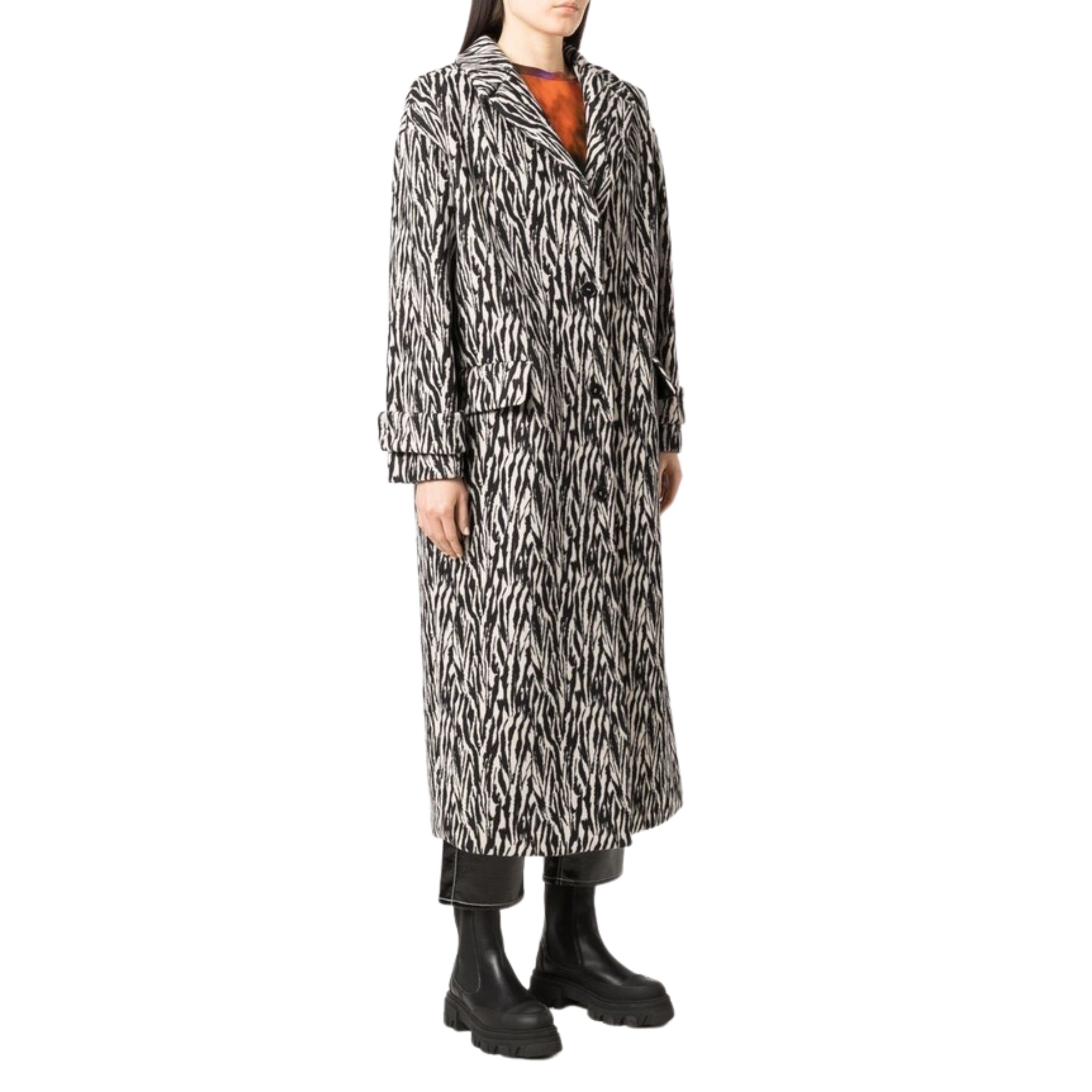 Msgm Coat Printed Black