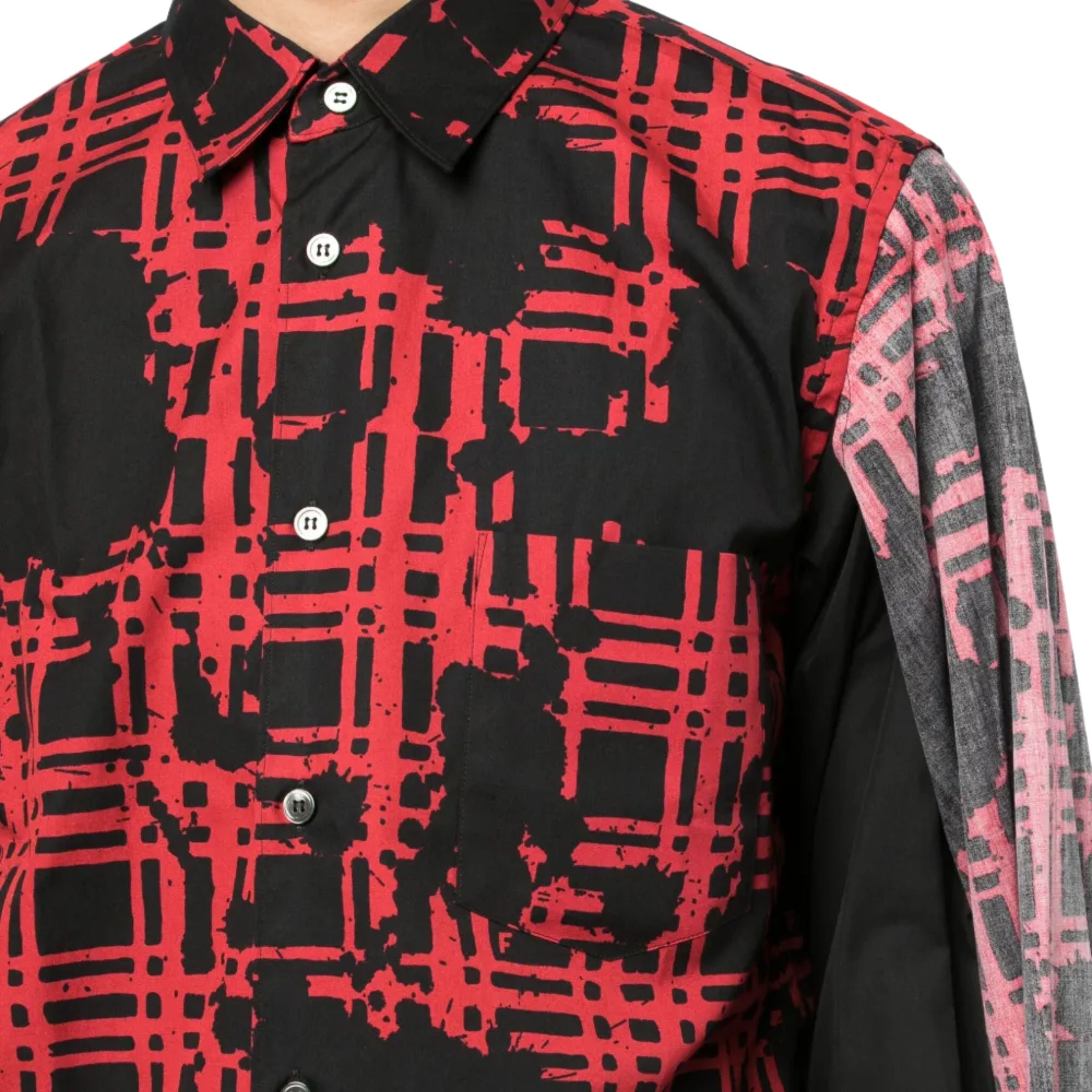 Comme Des Garcons Shirt Double Sleeve Graphic Print Black-Red