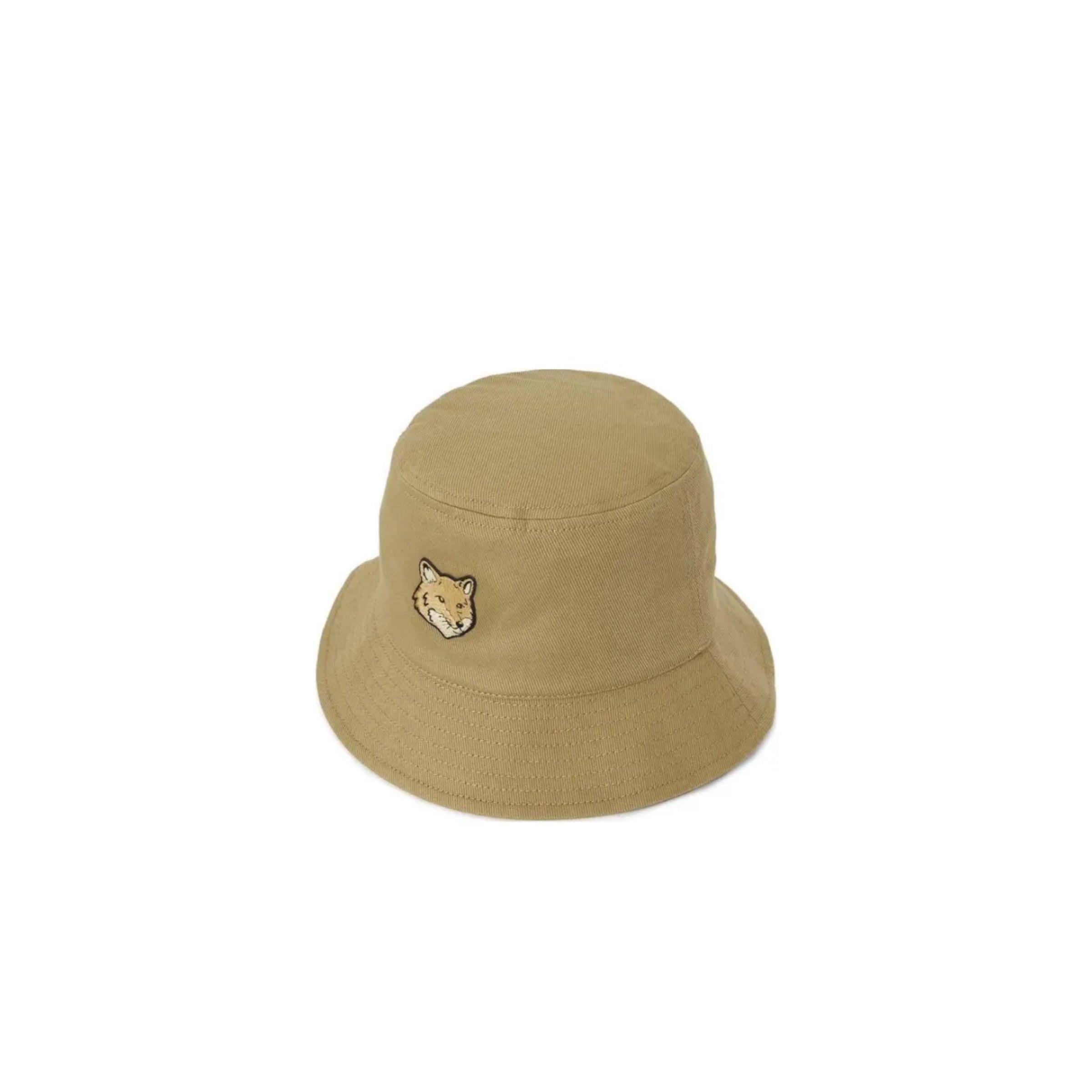 Maison Kitsune Bucket Hat Bold Fox Head Chino Beige