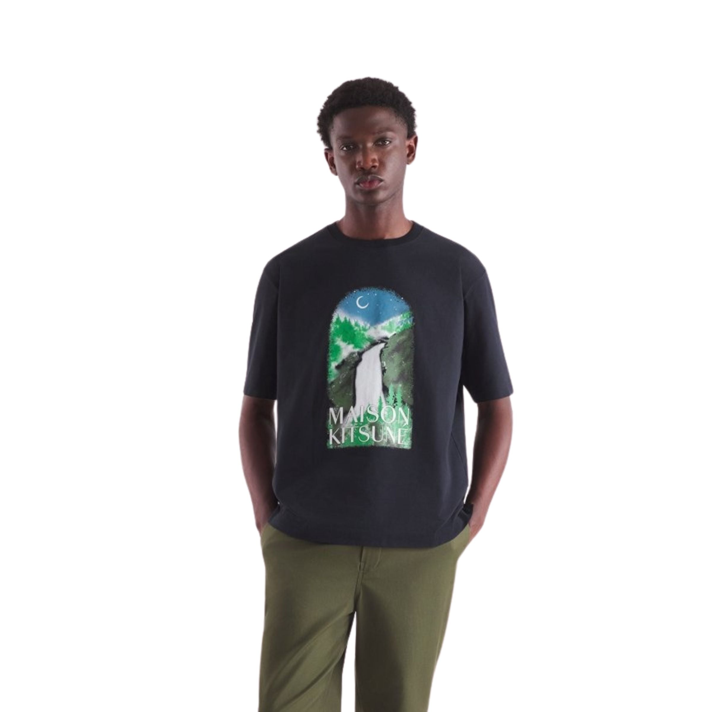 Maison Kitsune T-Shirt Waterfall Black