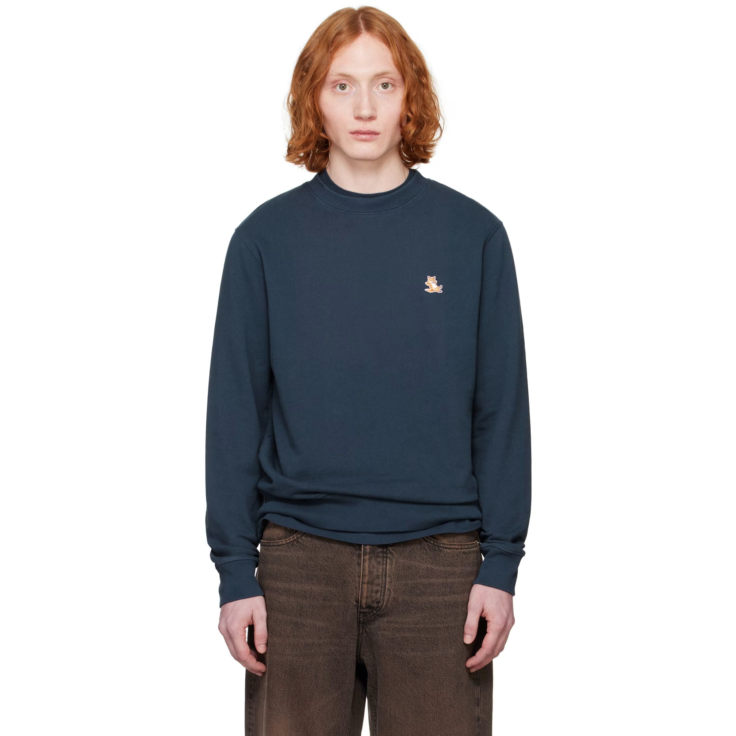 Maison Kitsune Sweater Fox Head Patch Eclipse Blue