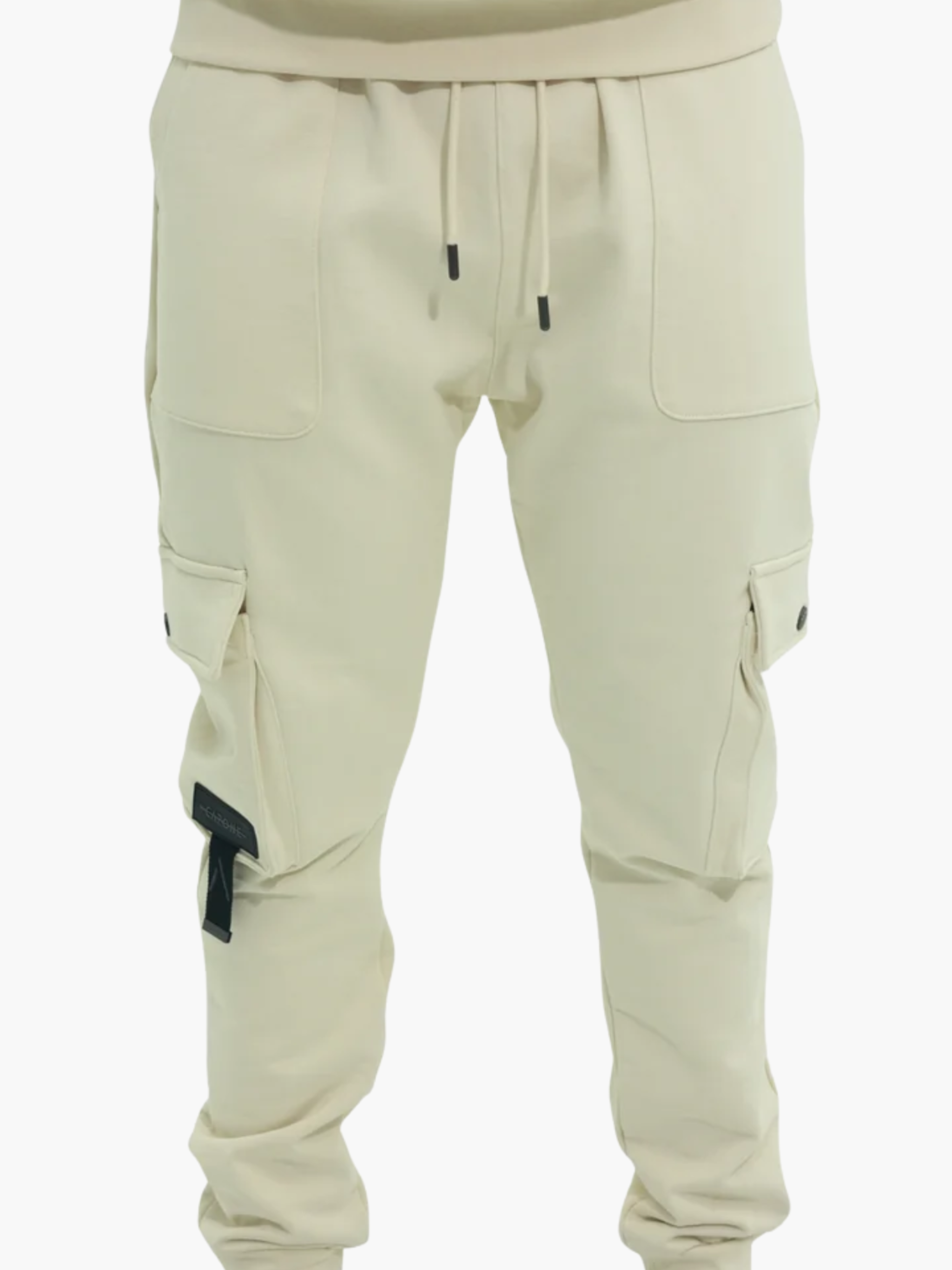Capone Cargo Sweatpants Double Sided Pockets Beige