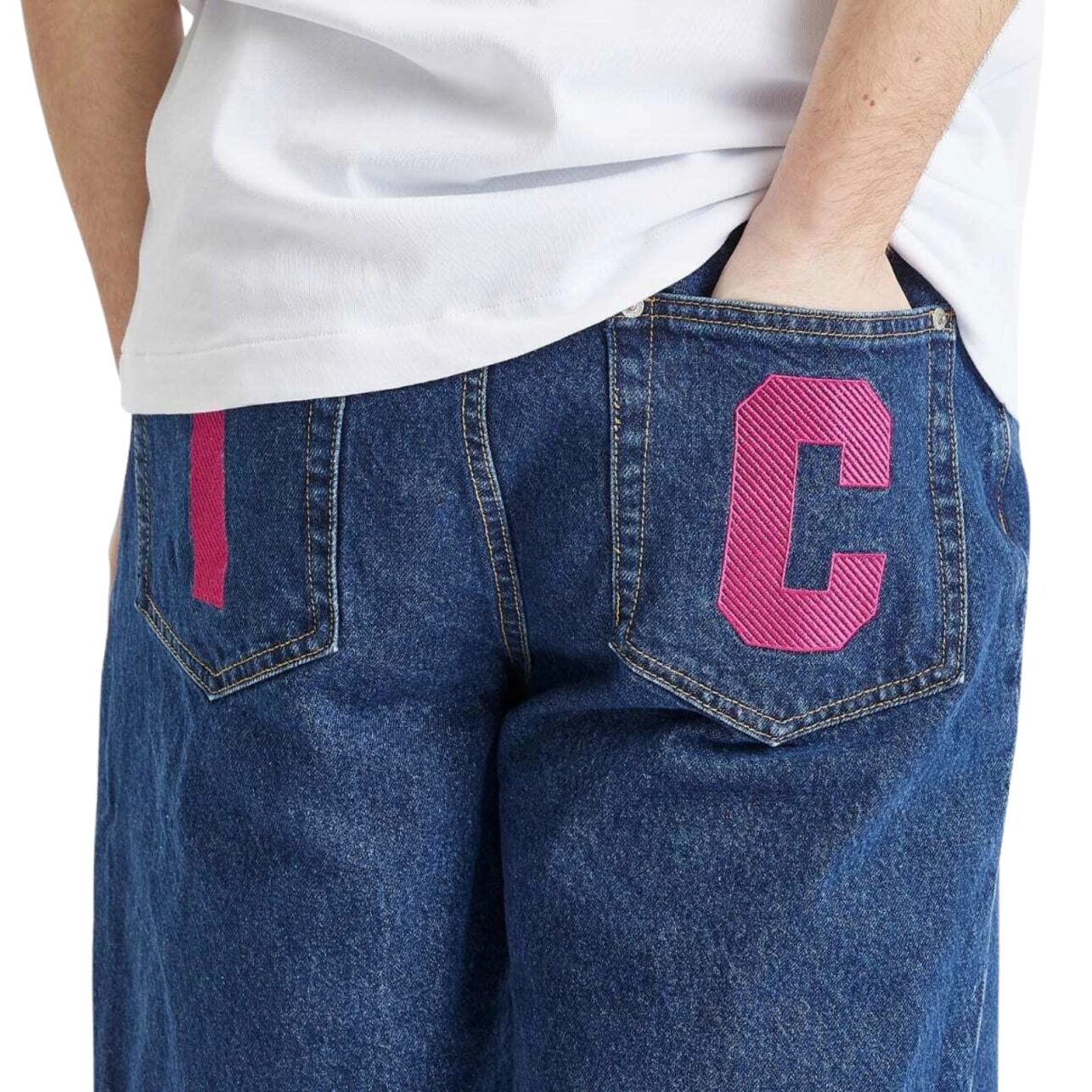 Ice Cream Denim Shorts Running Dog Indigo-Red