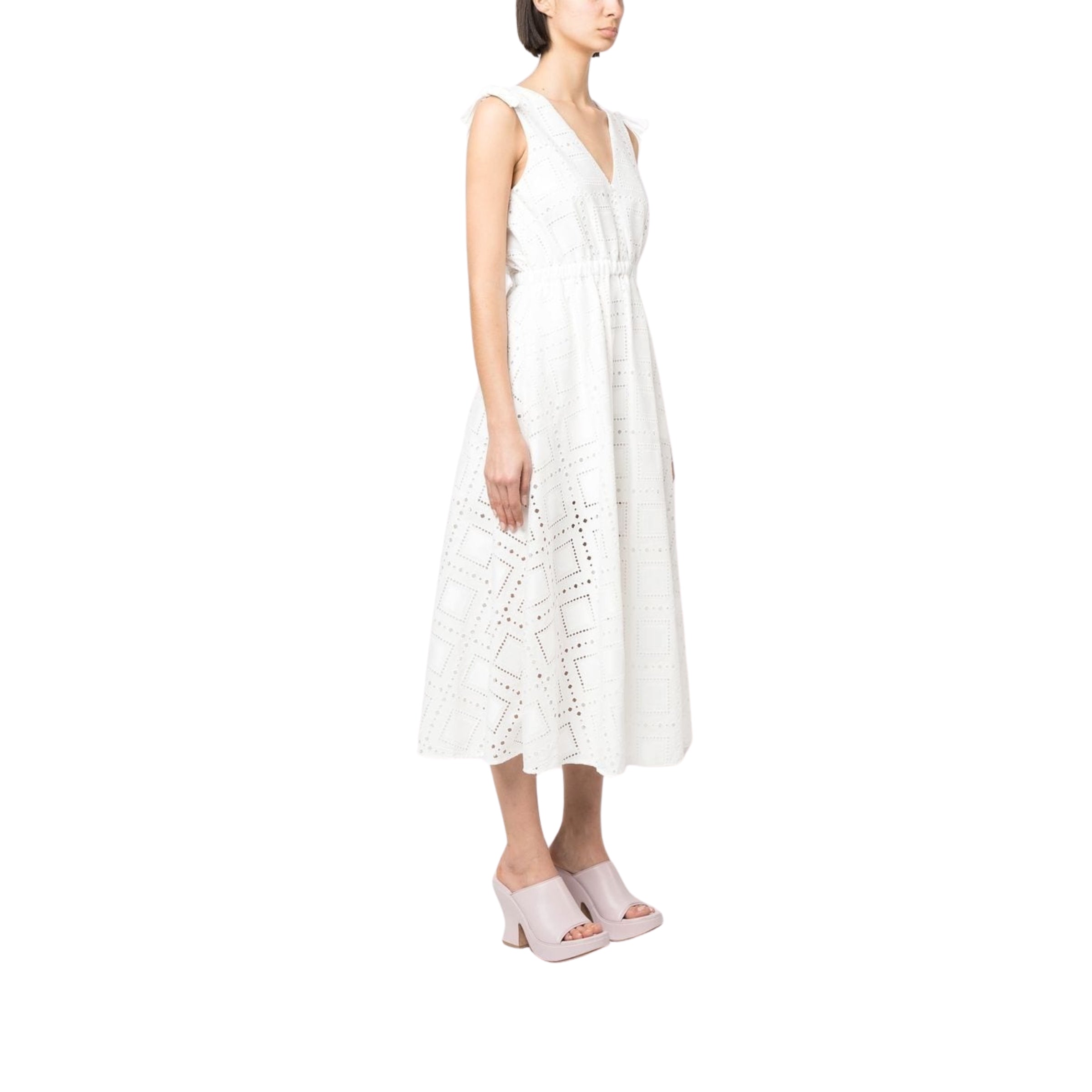 Msgm Dress Sleeveless Cut Out Pattern White