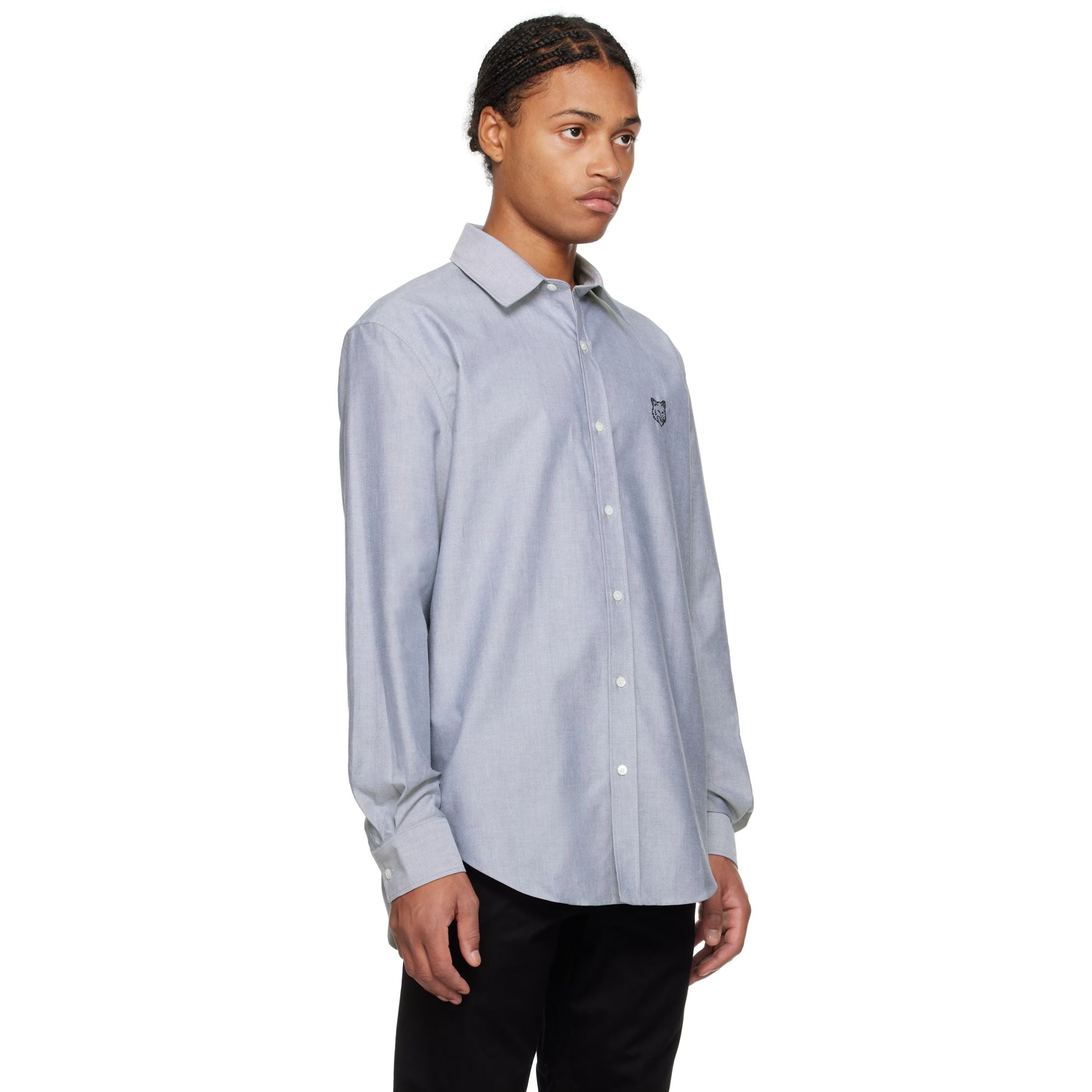 Maison Kitsune Shirt Contour Fox Head Skate Navy