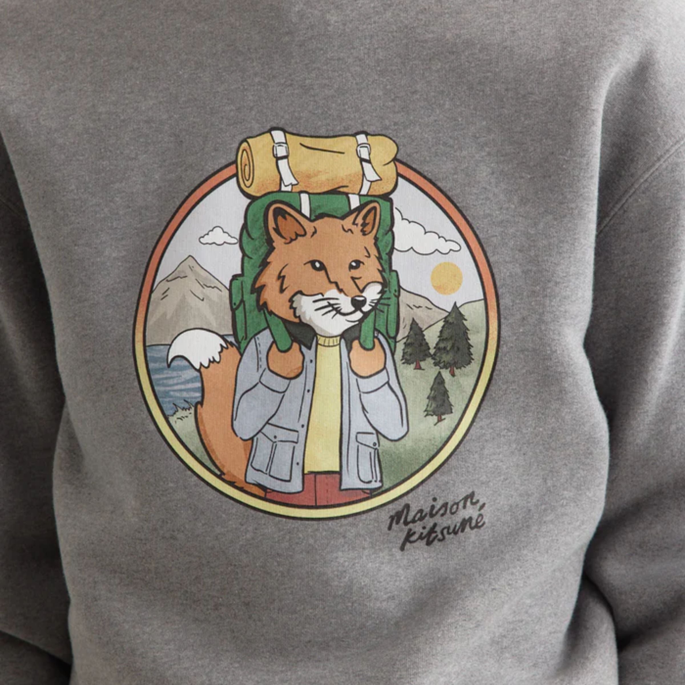Maison Kitsune T-Shirt Rambling Fox Medium Grey