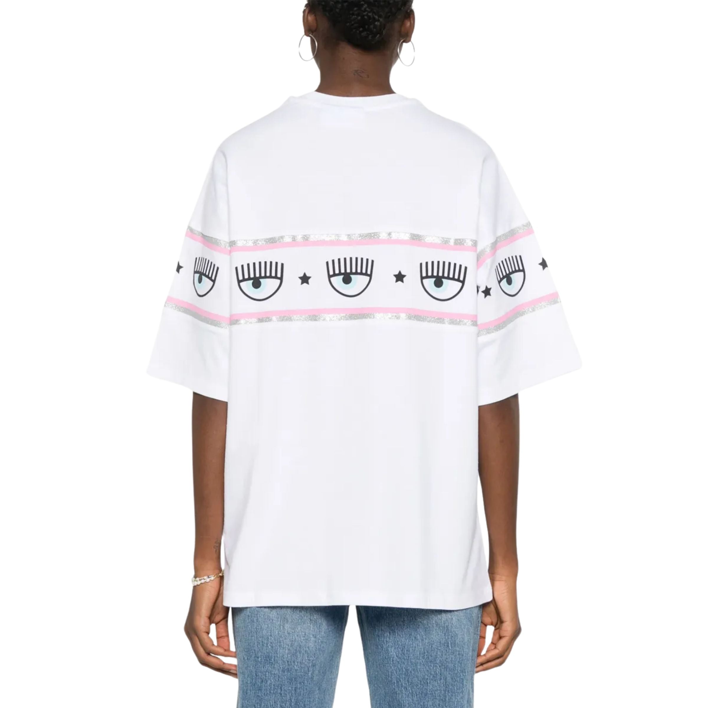 Chiara Ferragni T-Shirt Eye Star Logo White-Pink