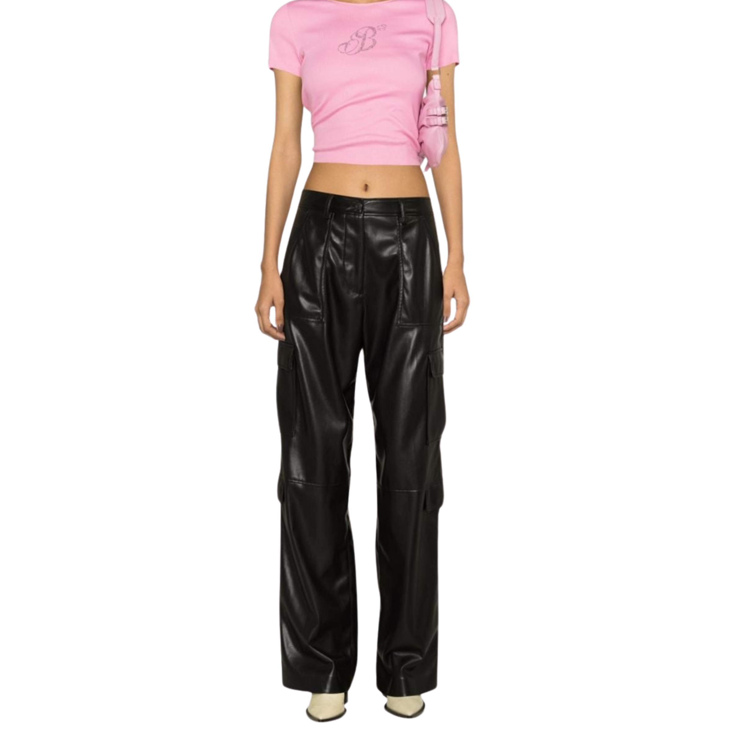 Msgm Pants Leather Black