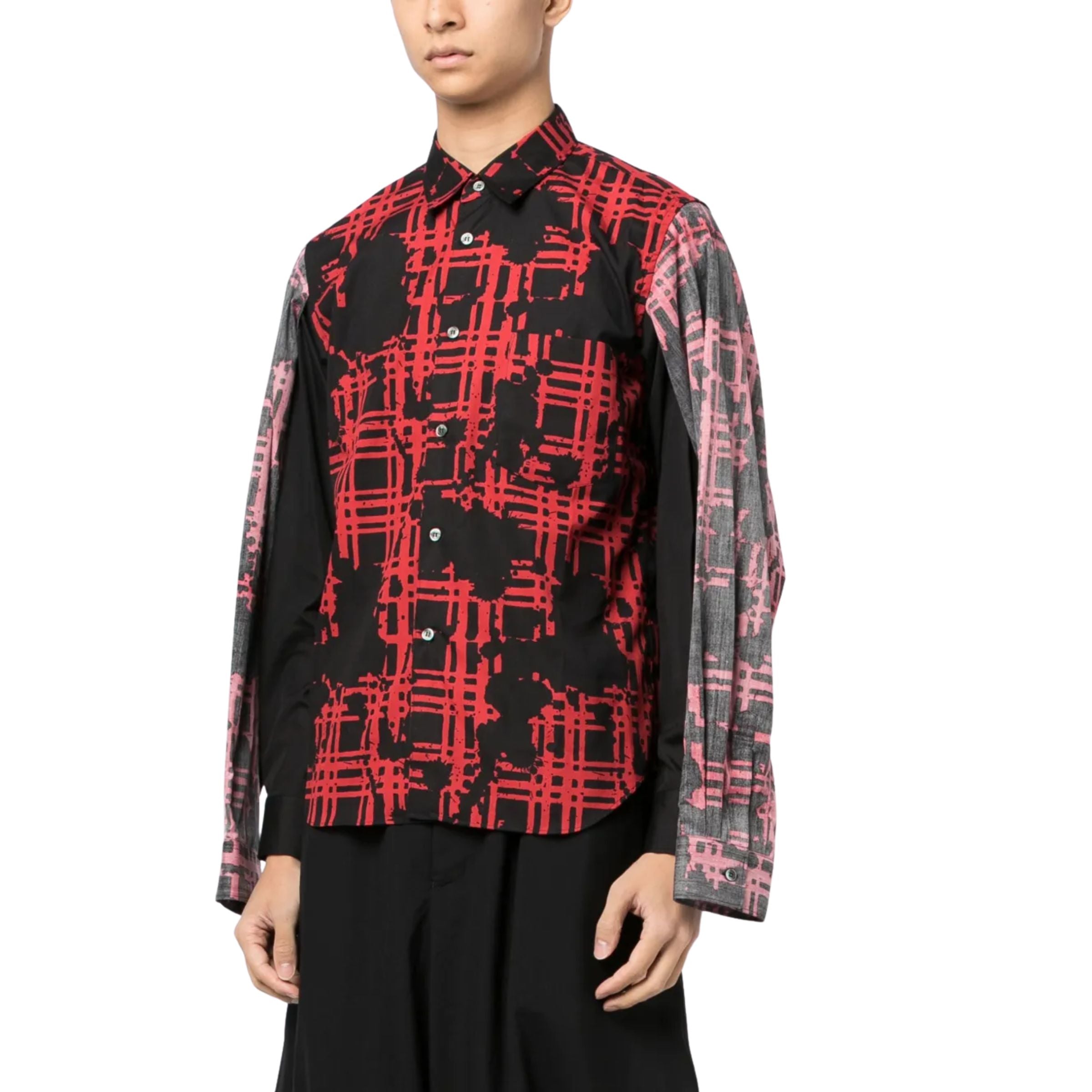 Comme Des Garcons Shirt Double Sleeve Graphic Print Black-Red