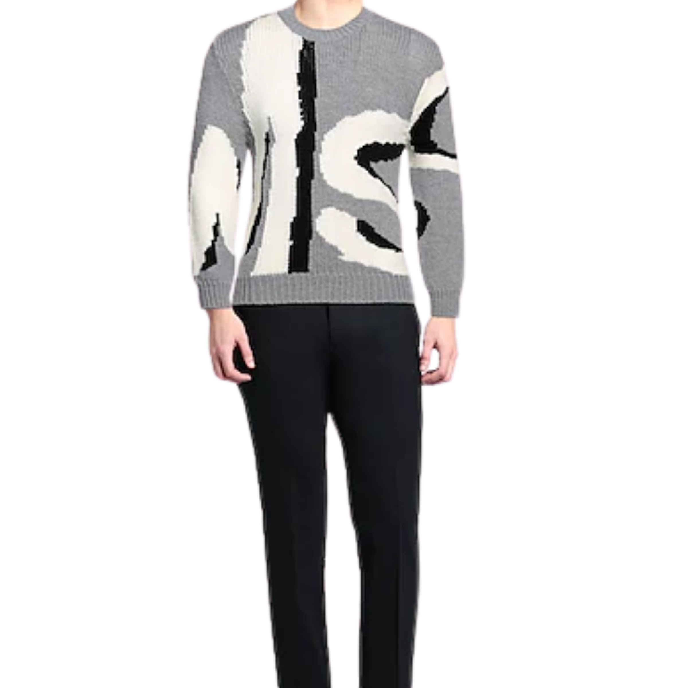 Msgm Sweater Slim Logo Grey