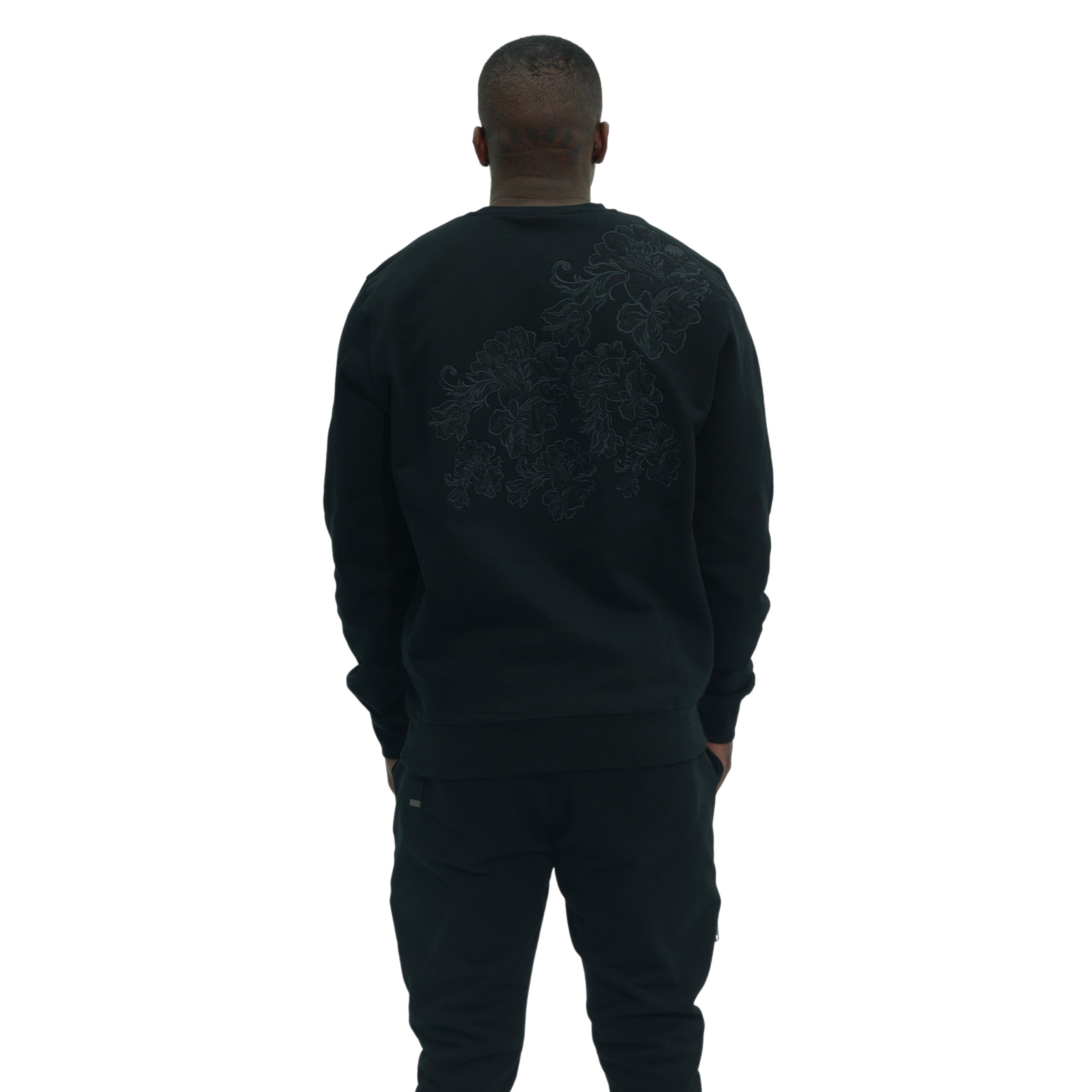 Capone Sweater Back Embroidered Print Black