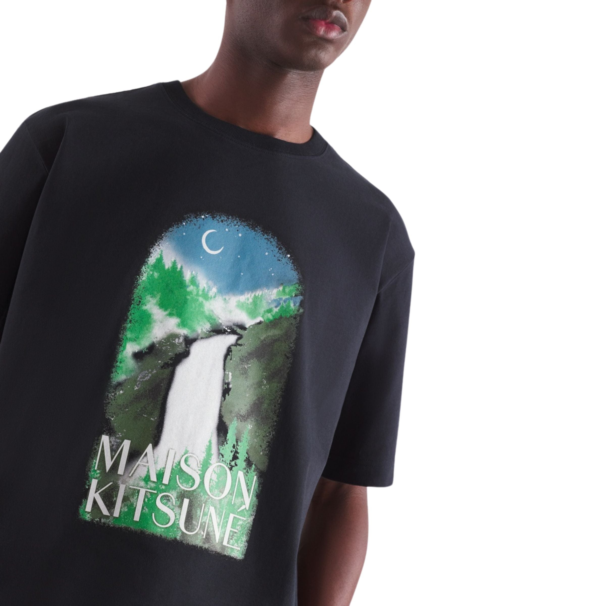 Maison Kitsune T-Shirt Waterfall Black