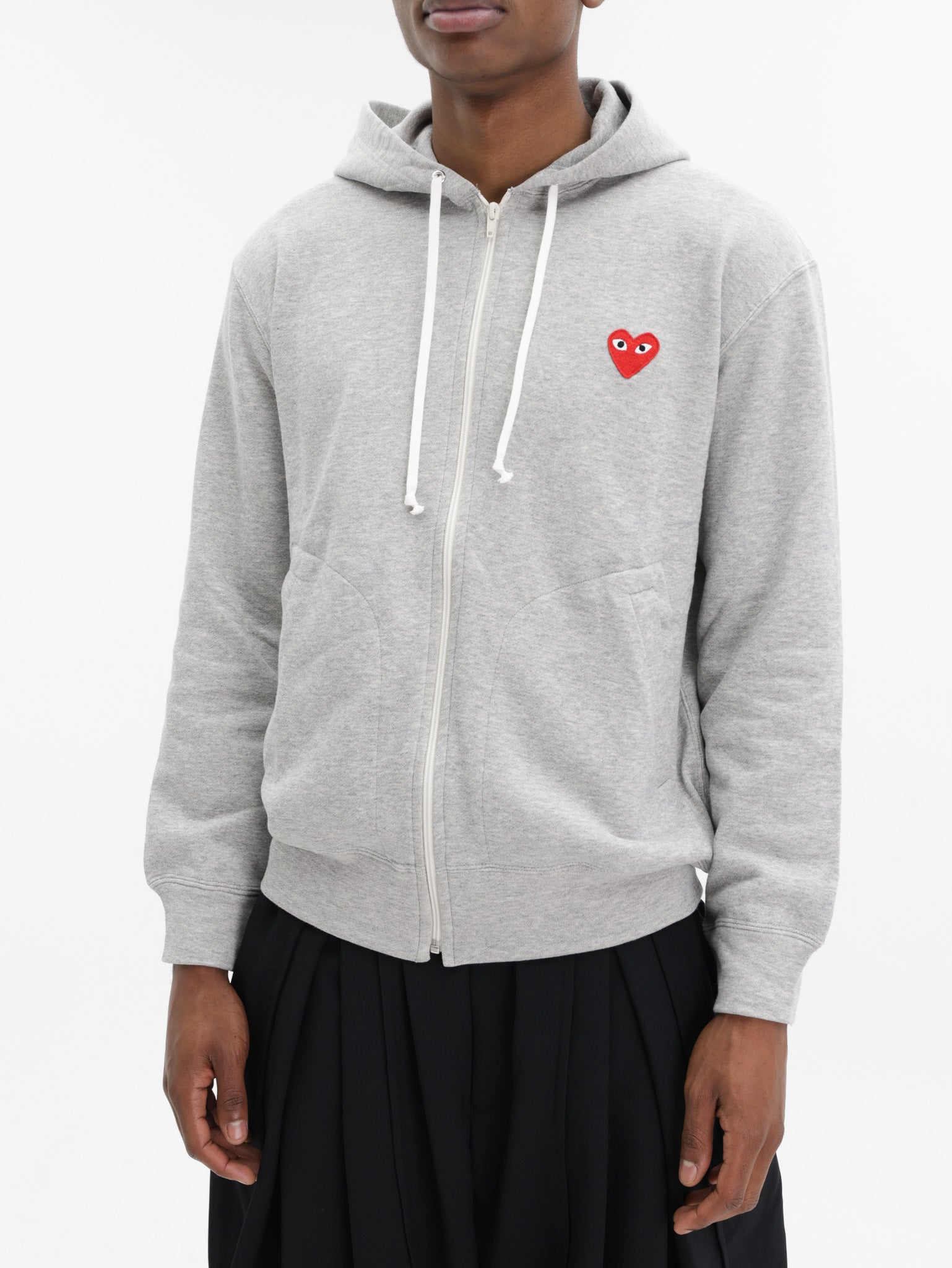 Comme Des Garcons Hoodie Red Emblem Grey