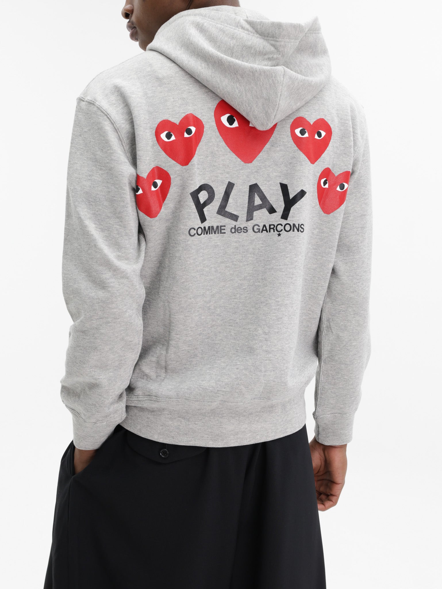 Comme Des Garcons Hoodie Red Emblem Grey