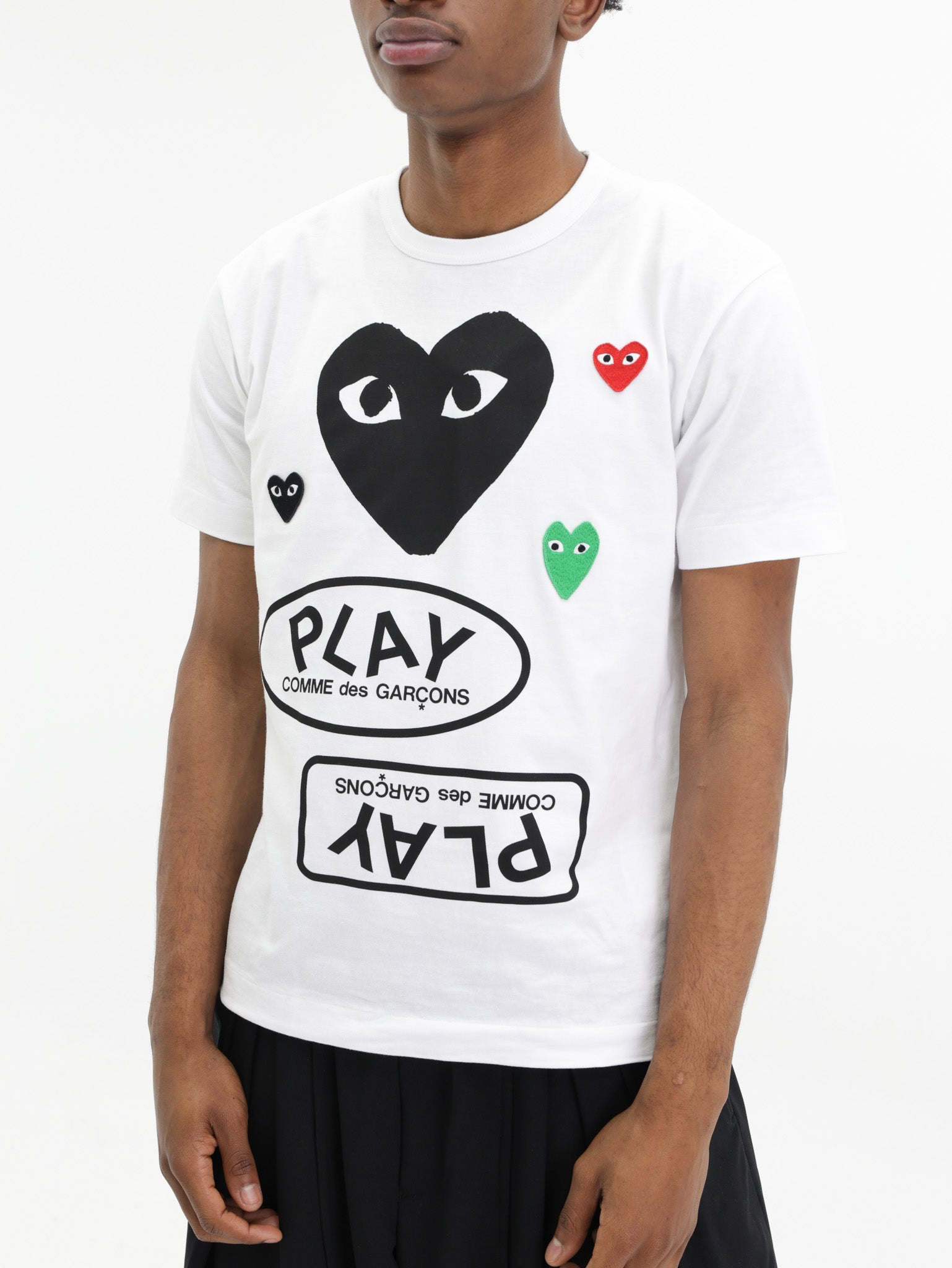 Comme Des Garcons T-Shirt Multi Logo Print White