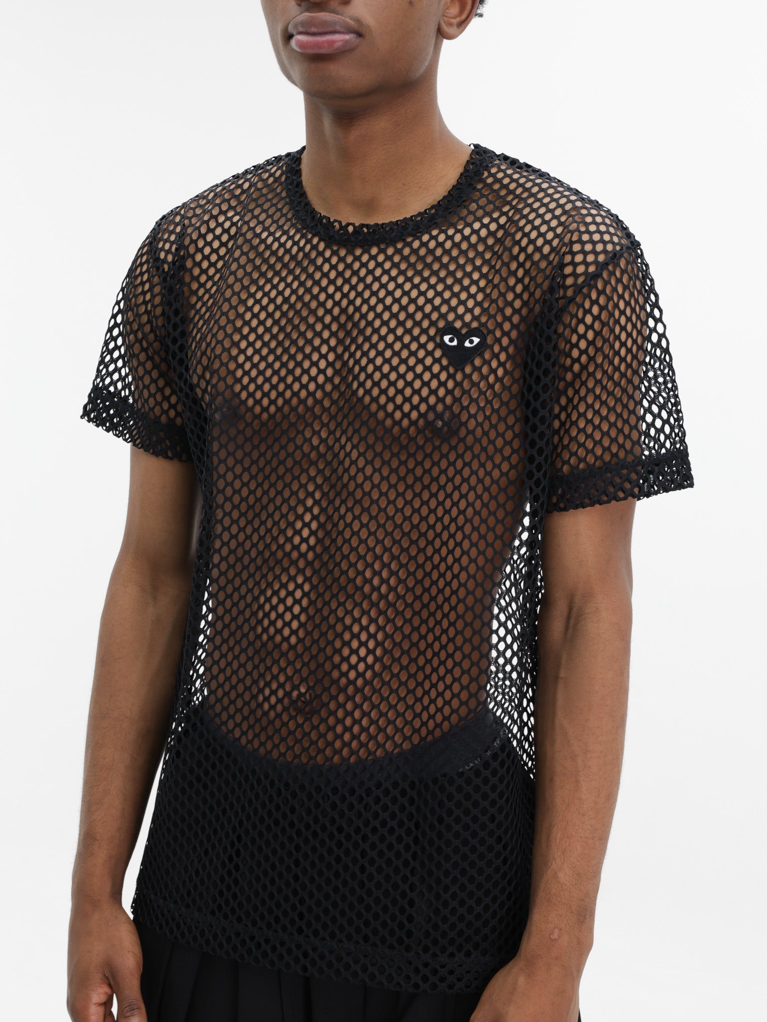 Comme Des Garcons T-Shirt Black Emblem Mesh Black