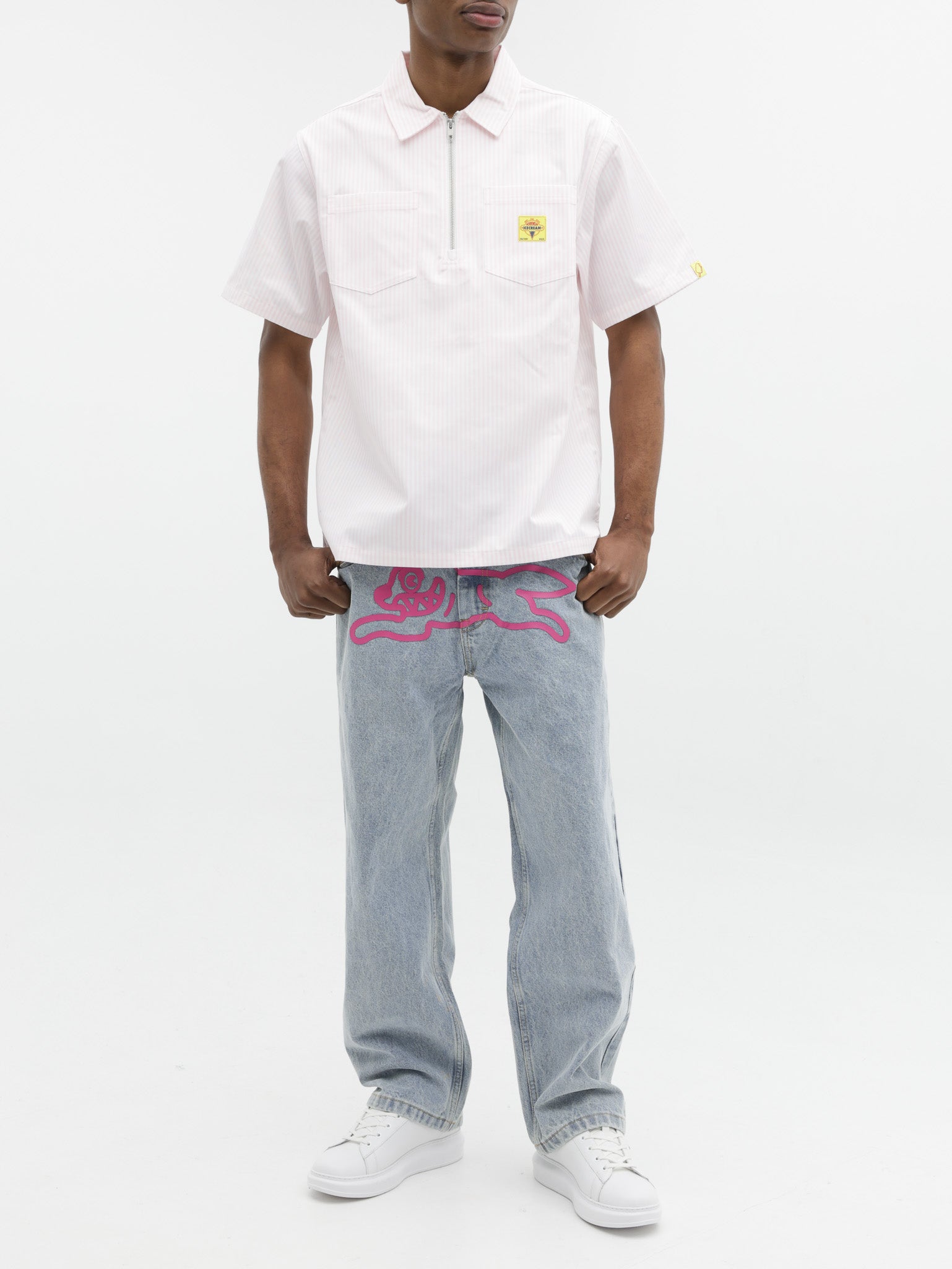Ice-cream Golfer Quarter Zip Work White
