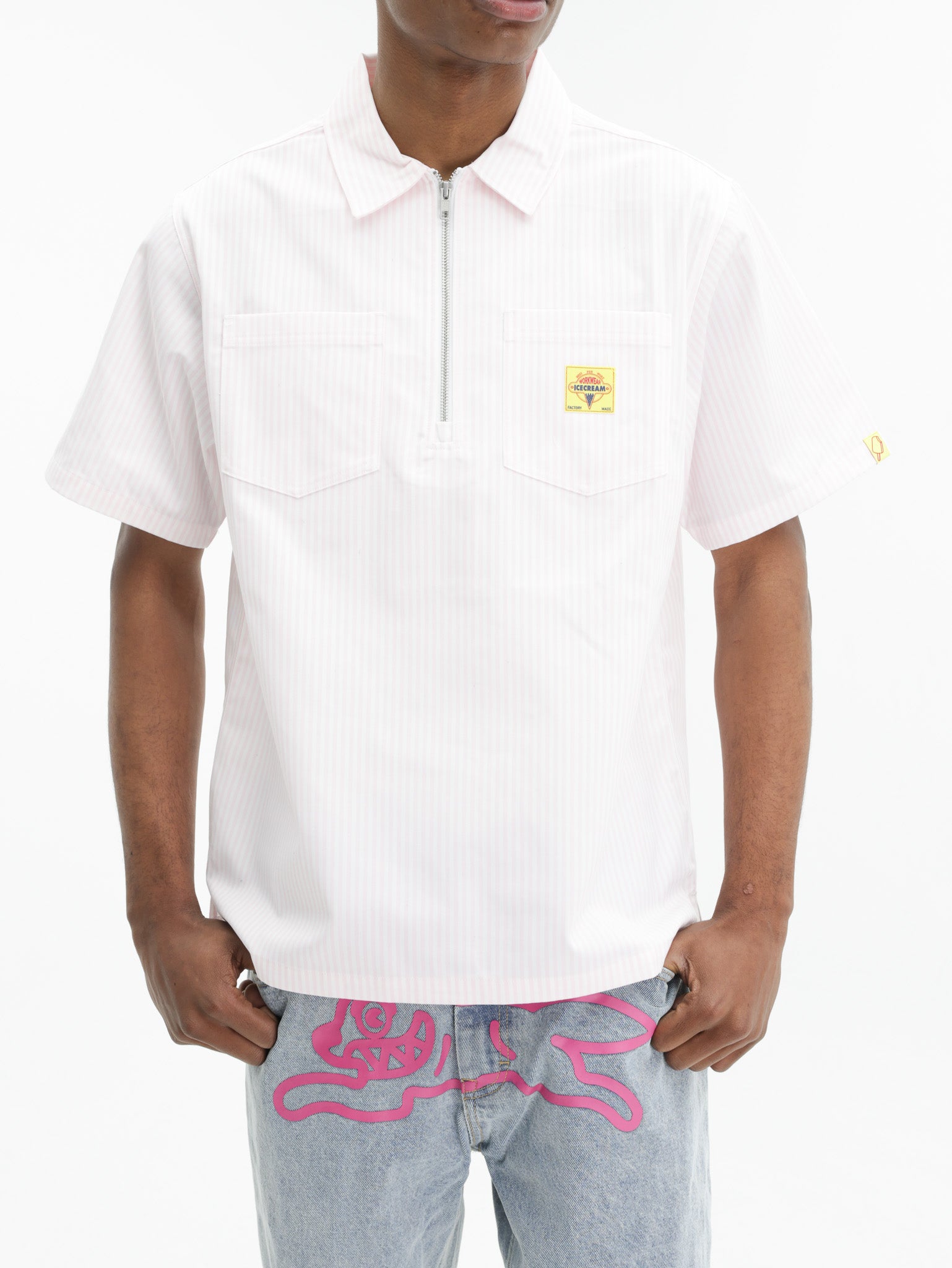 Ice-cream Golfer Quarter Zip Work White