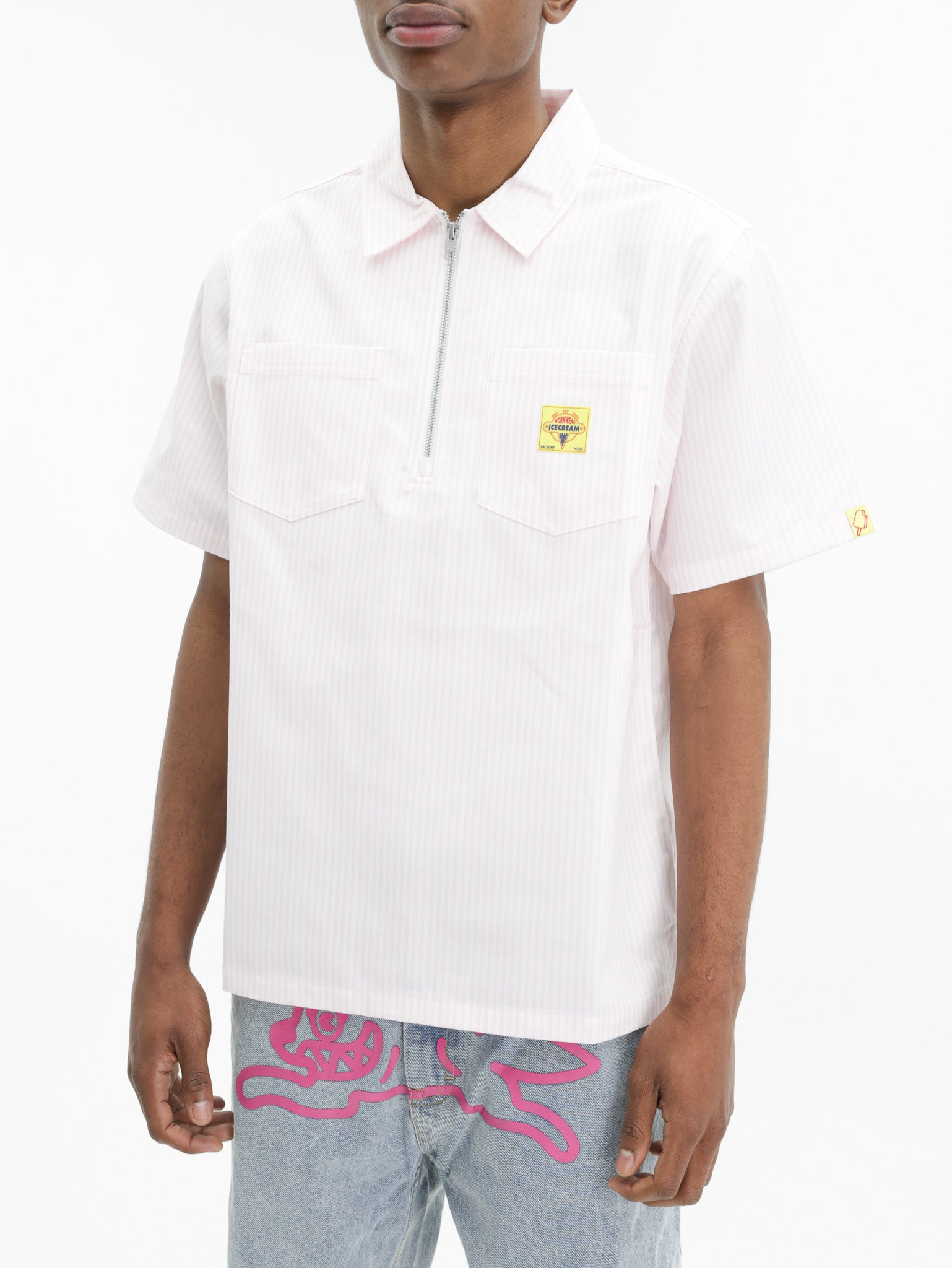 Ice-cream Golfer Quarter Zip Work White