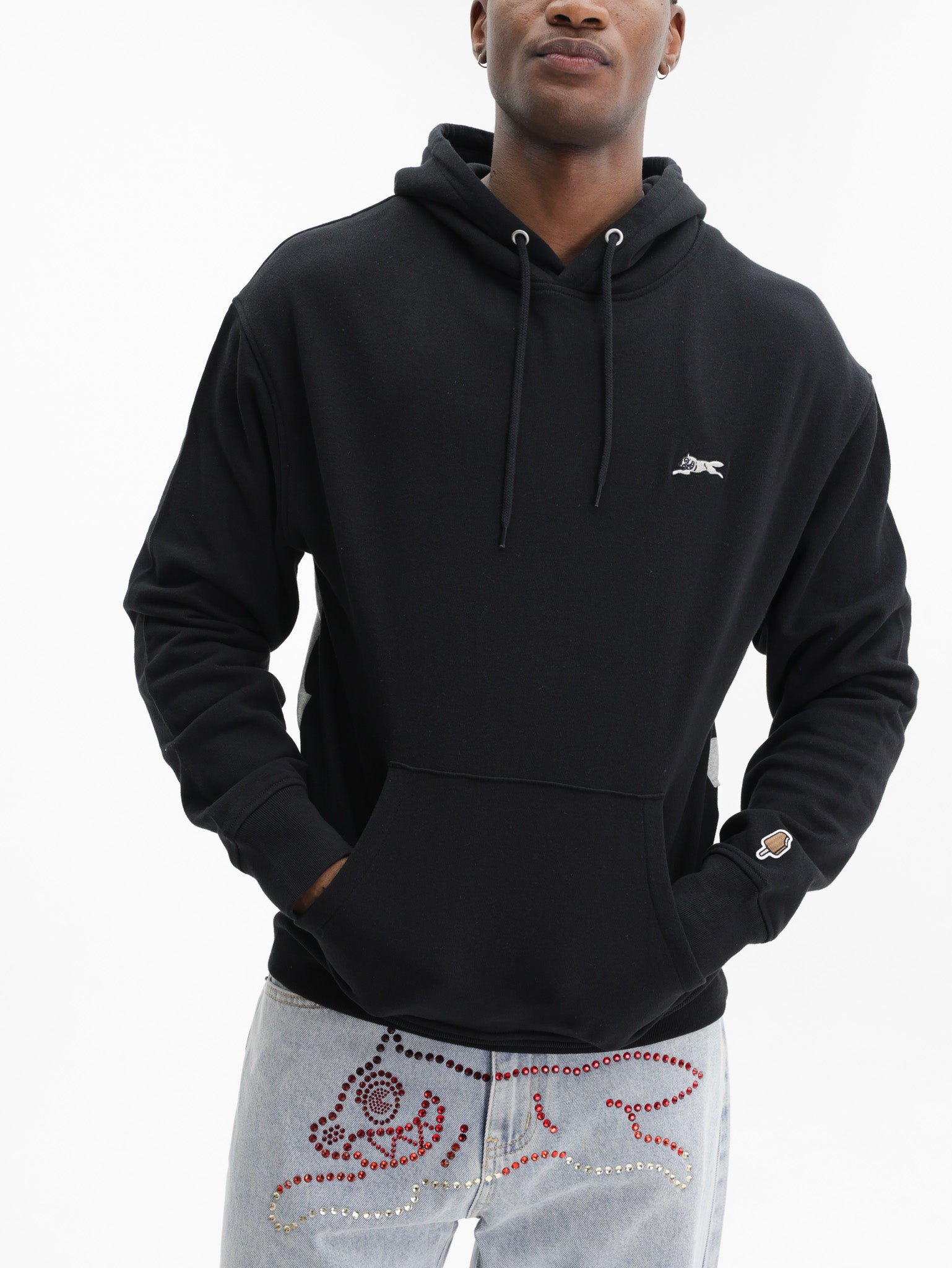 Ice-cream Hoodie Applique Popover Black