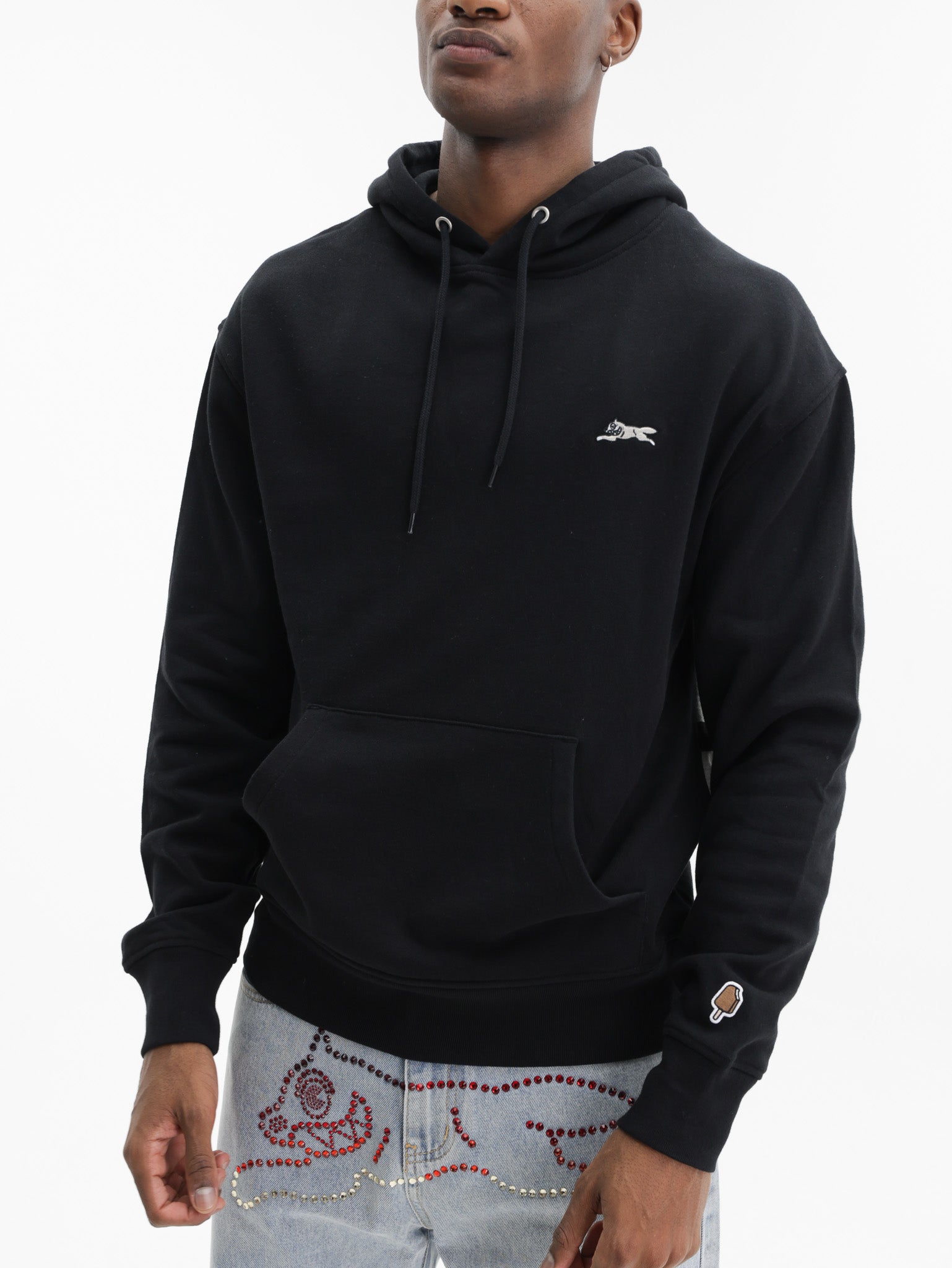 Ice-cream Hoodie Applique Popover Black