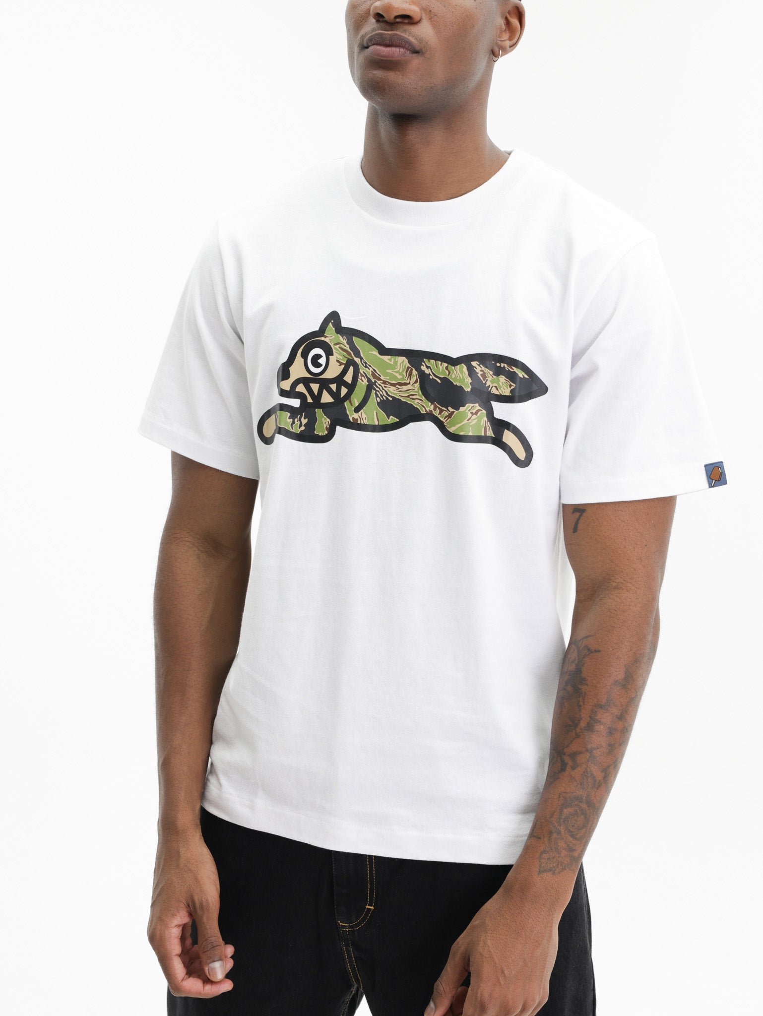 Ice-cream T-Shirt Tiger Stripe Dog White