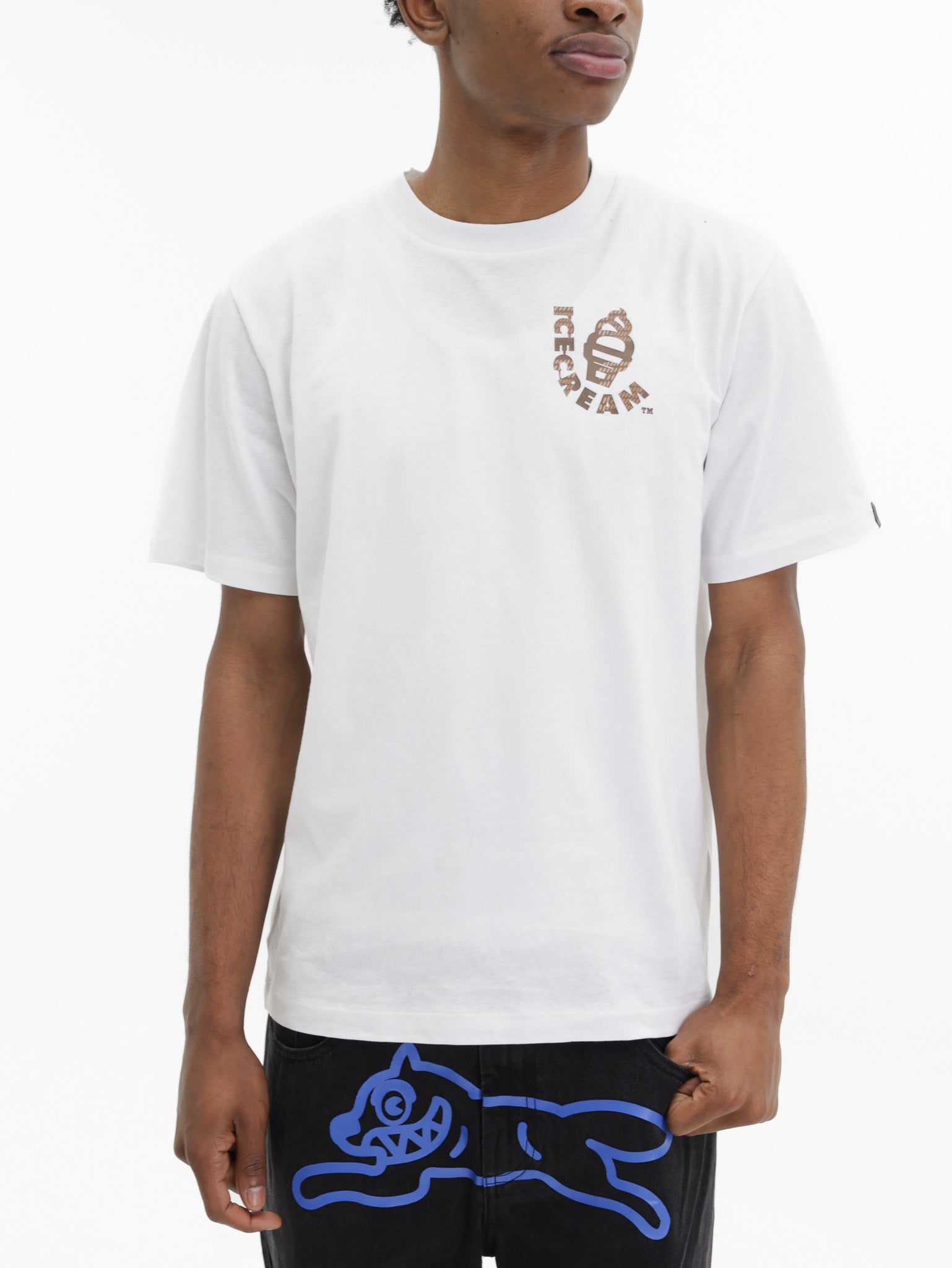 Ice-cream T-Shirt Brown Print White