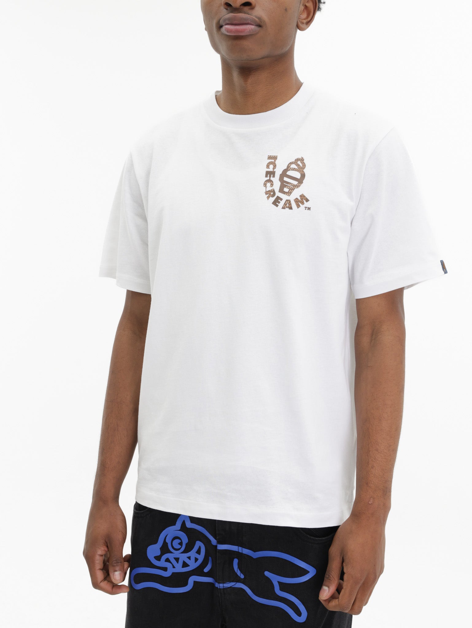 Ice-cream T-Shirt Brown Print White