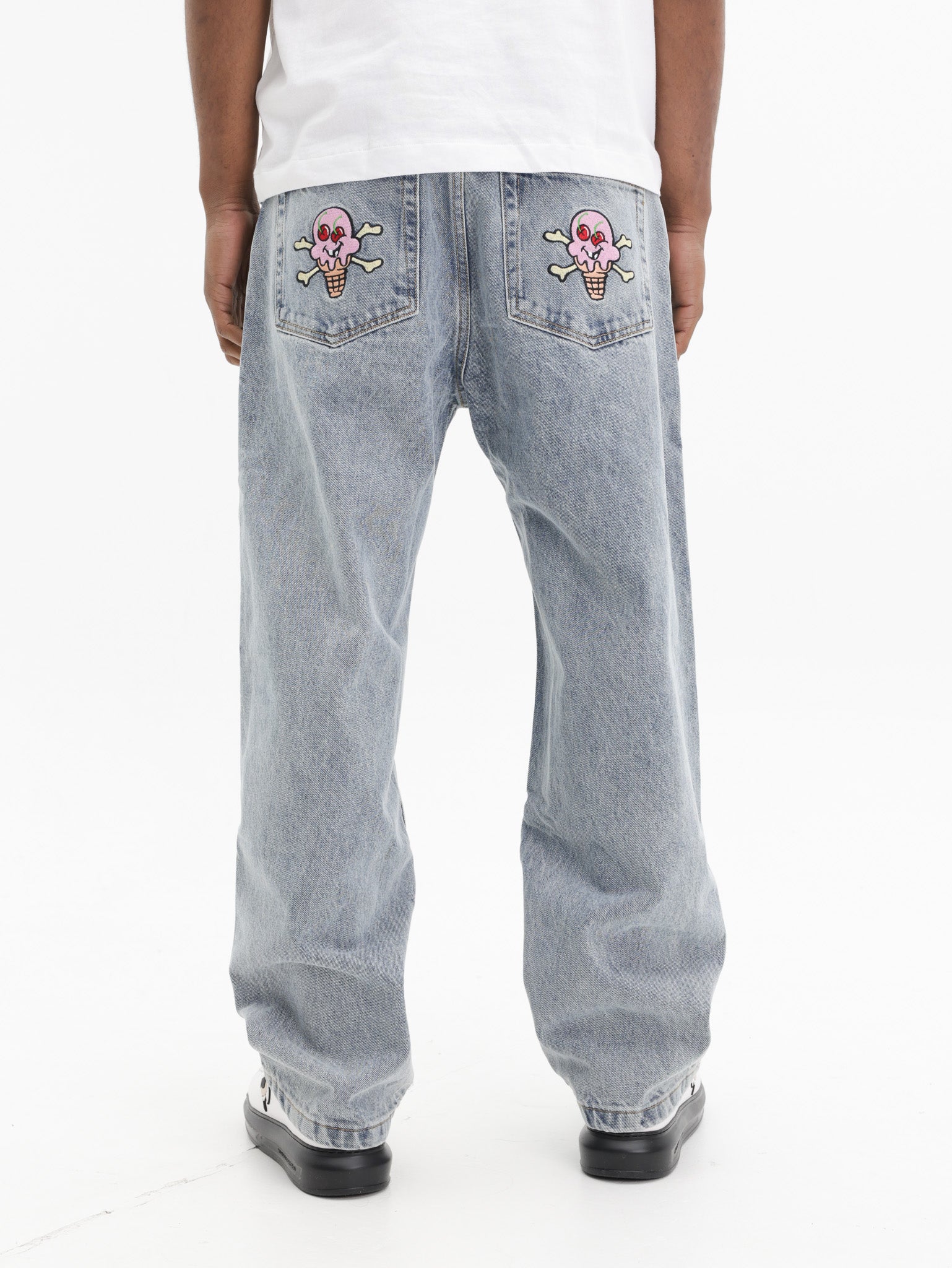 Ice-cream Jeans Plain Straight Cut Light Wash