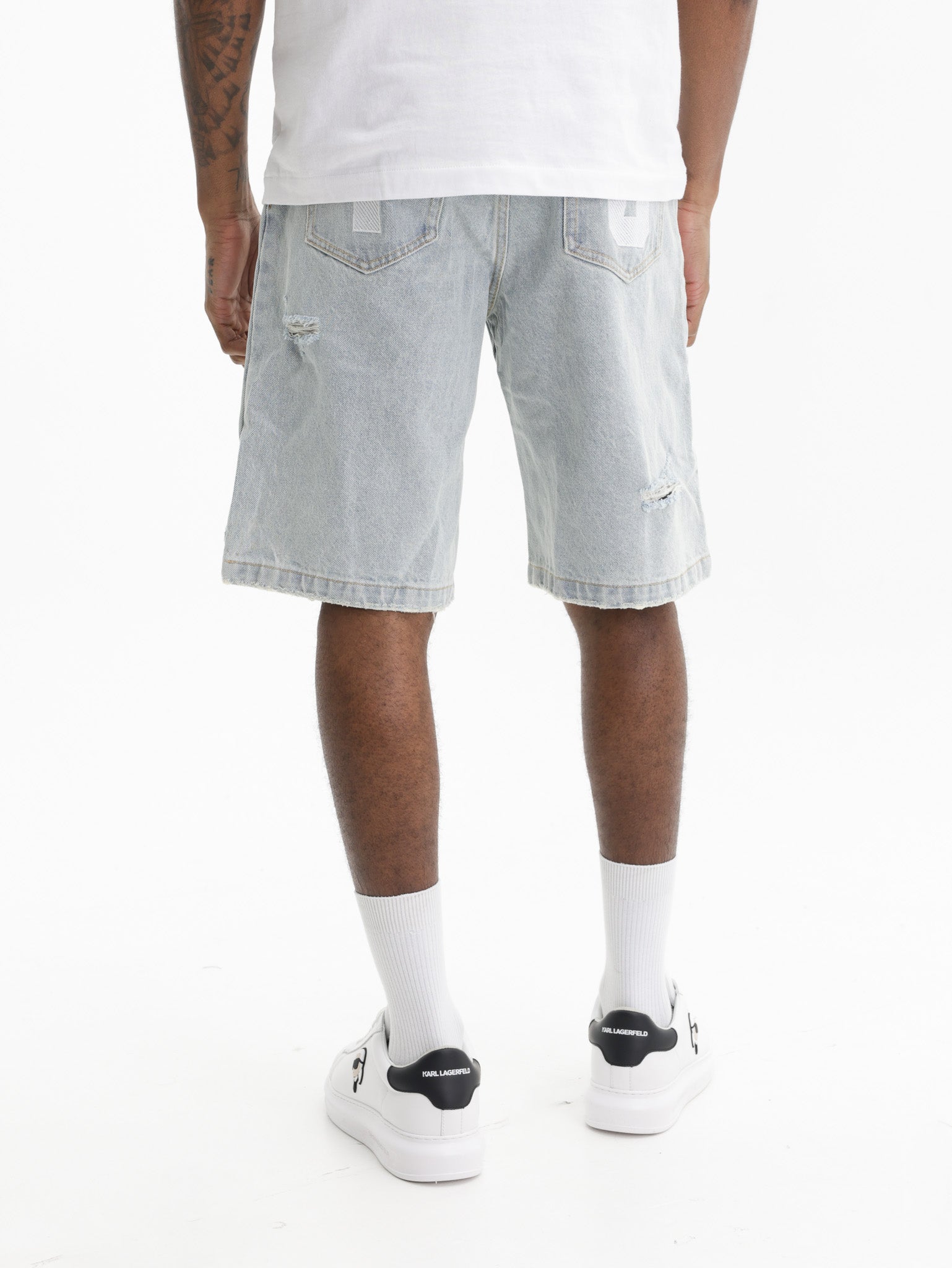 Ice-cream Shorts White Dog Logo Denim Dark Wash