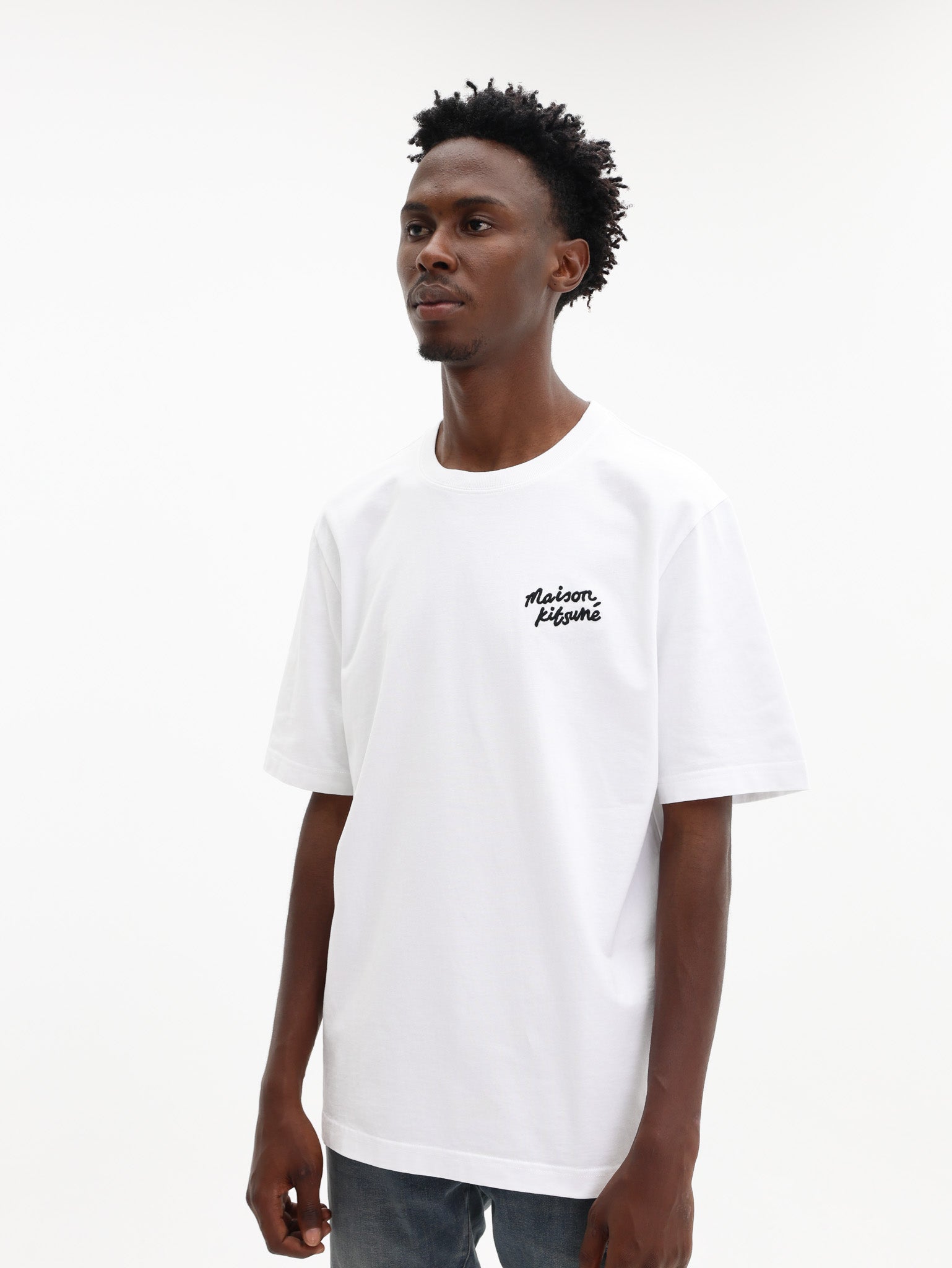 Maison Kitsune T-Shirt Handwriting Comfort White-Black