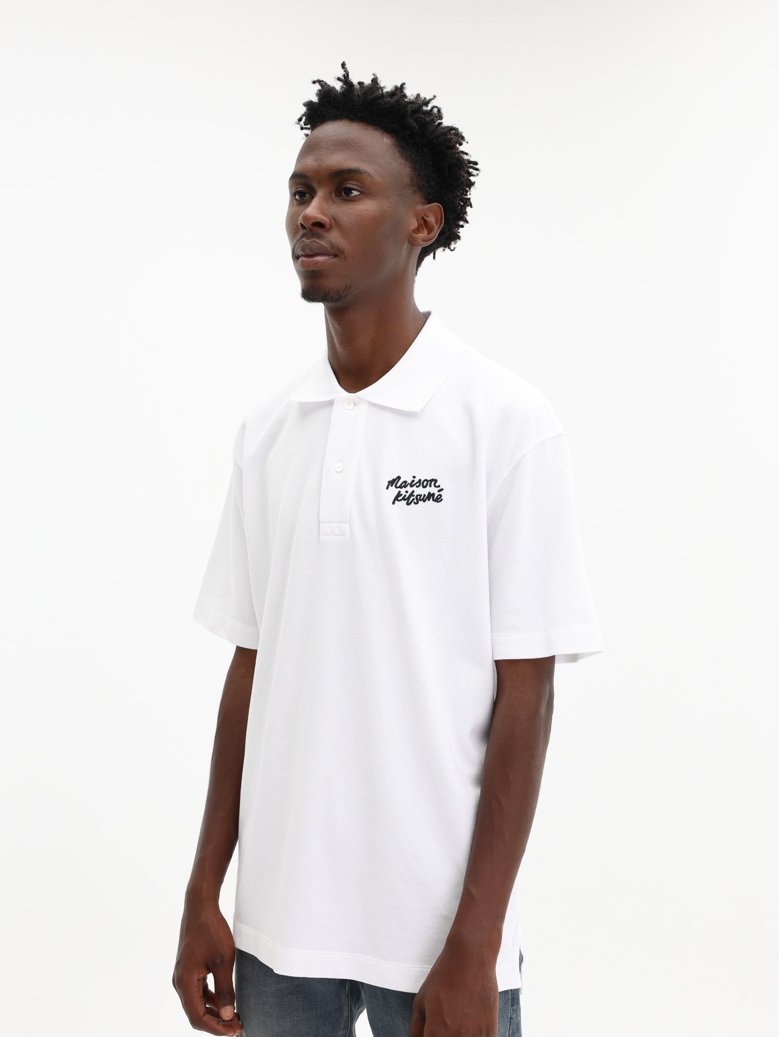 Maison Kitsune Golfer Handwriting Comfort White-Black