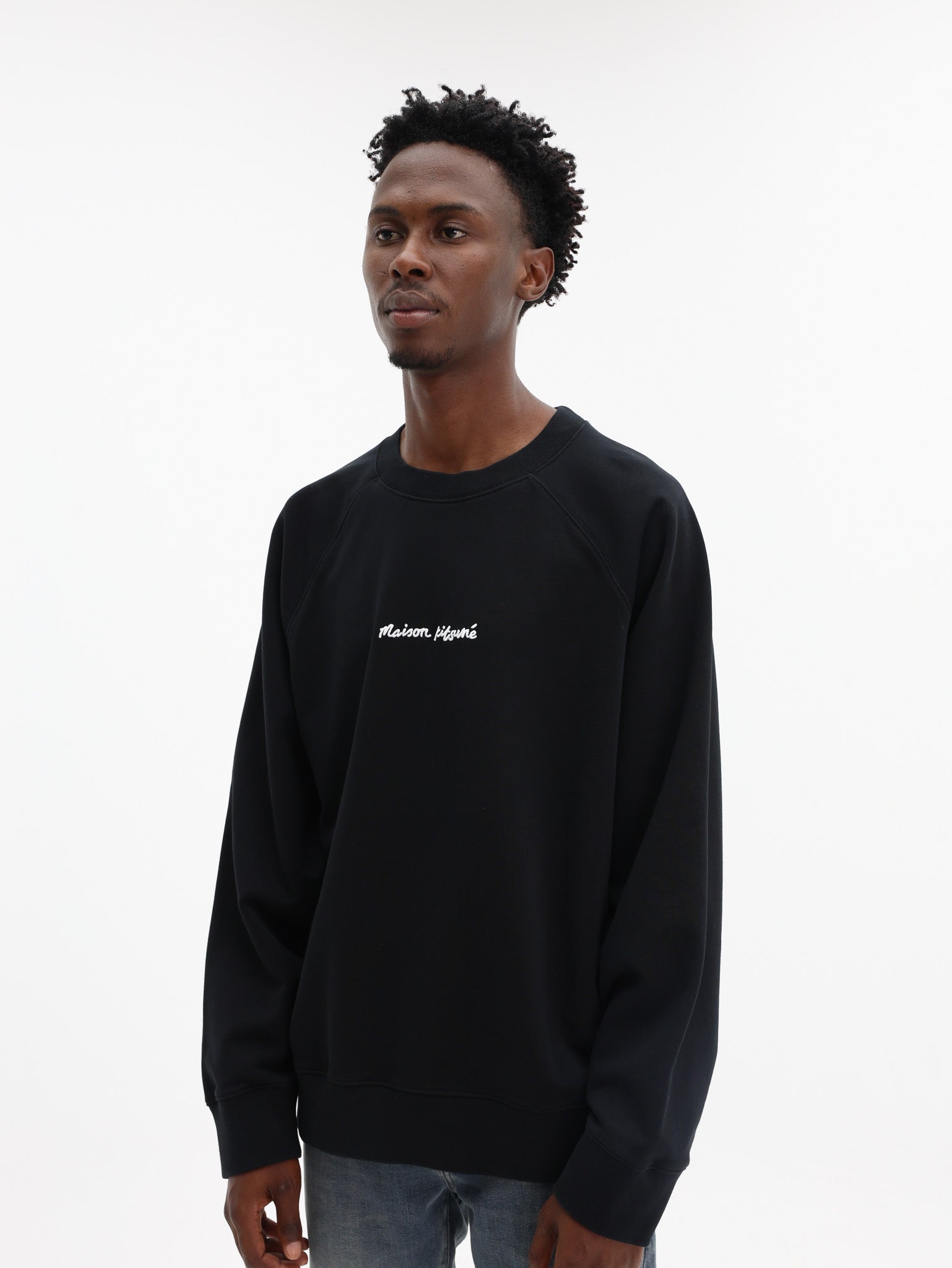 Maison Kitsune Sweater Line Handwriting Oversize Black