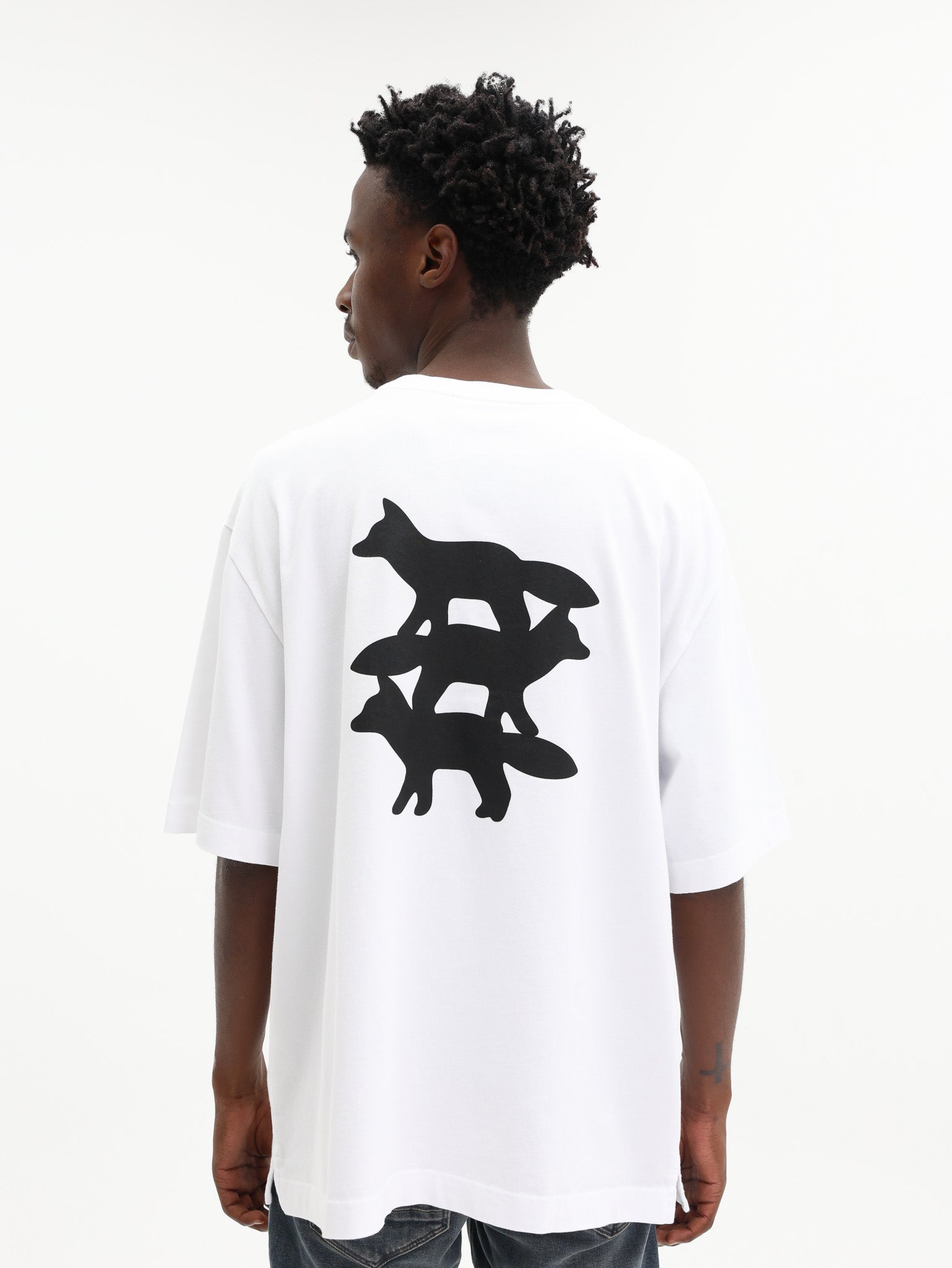 Maison Kitsune T-Shirt Stunt Fox Oversize White