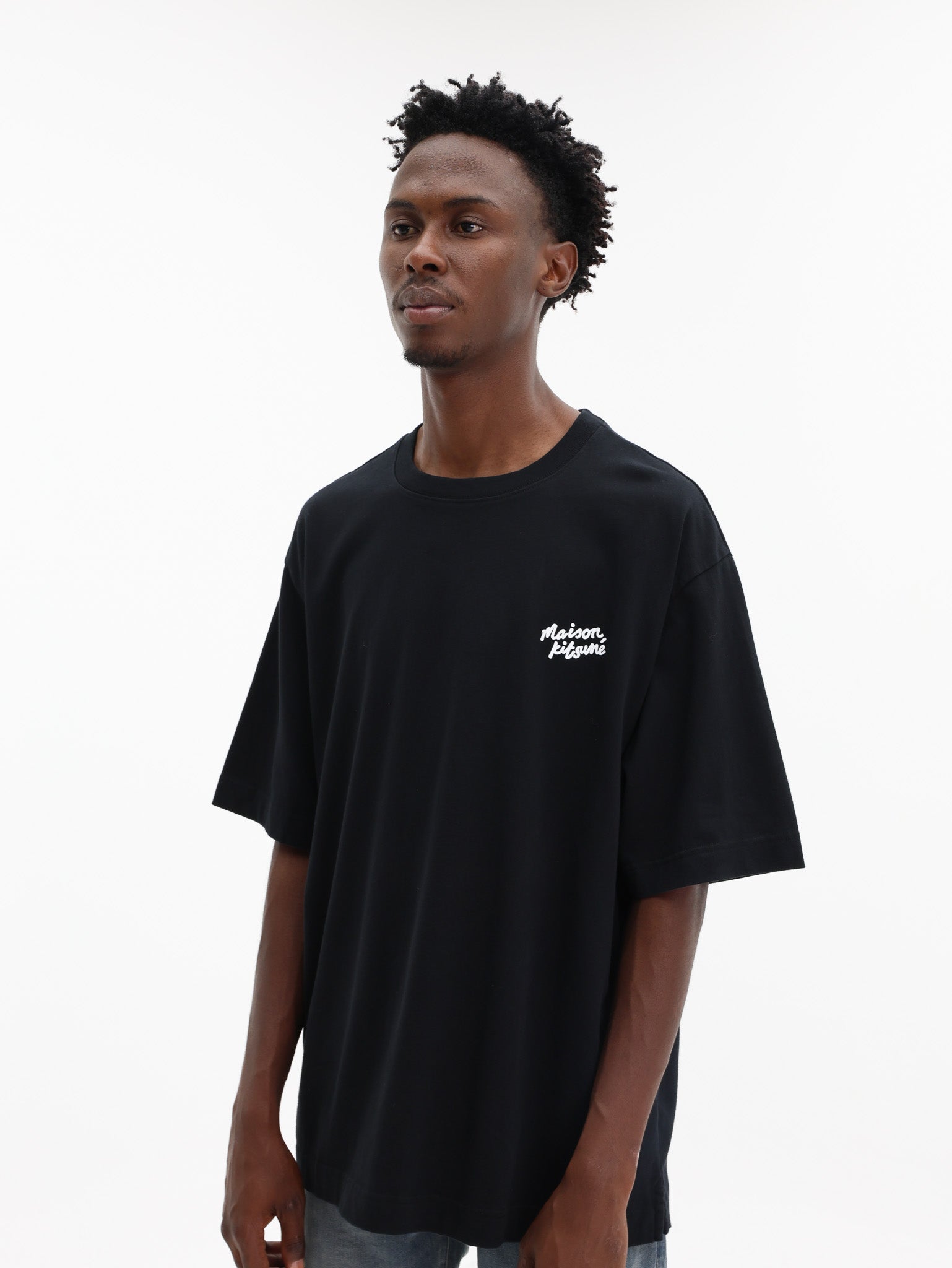 Maison Kitsune T-Shirt Handwriting Oversize Black-White