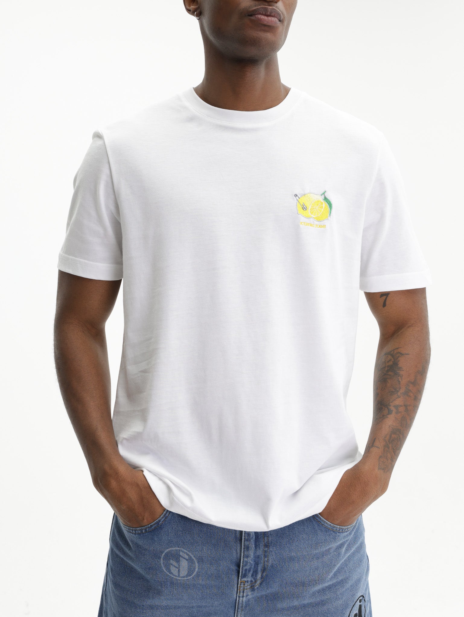 Iceberg Jeans T-Shirt Lemon Logo Print White