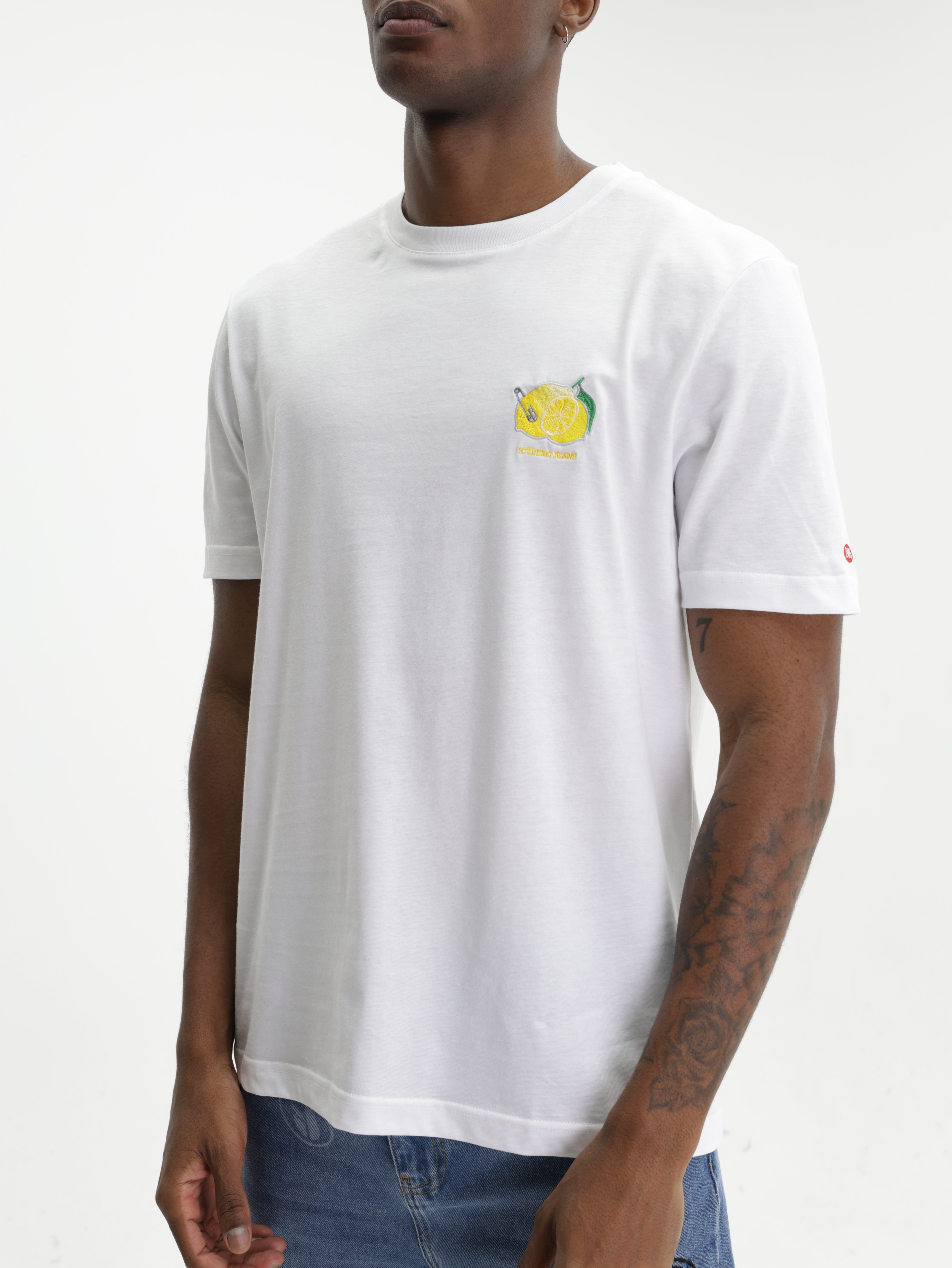 Iceberg Jeans T-Shirt Lemon Logo Print White