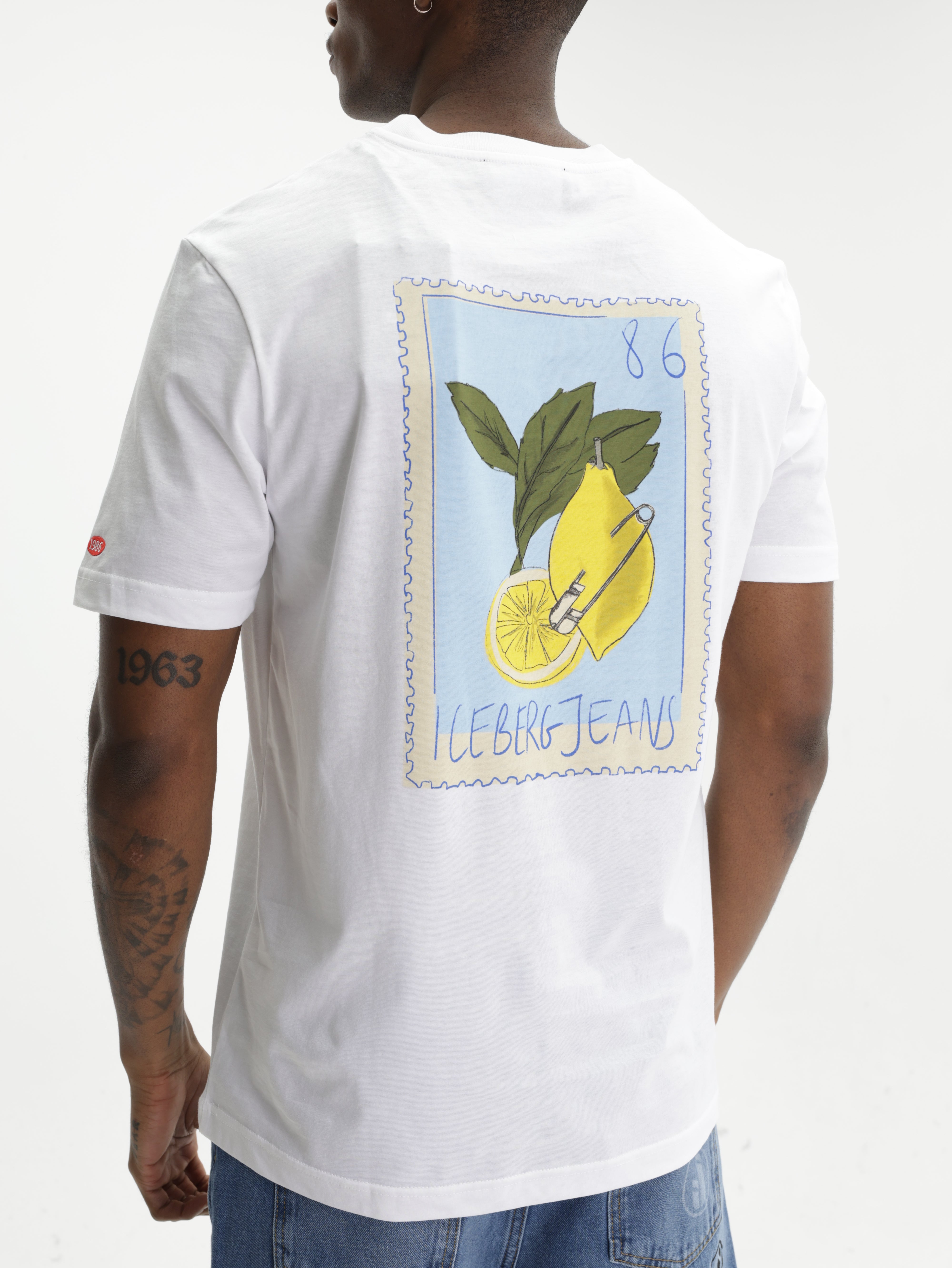 Iceberg Jeans T-Shirt Lemon Logo Print White