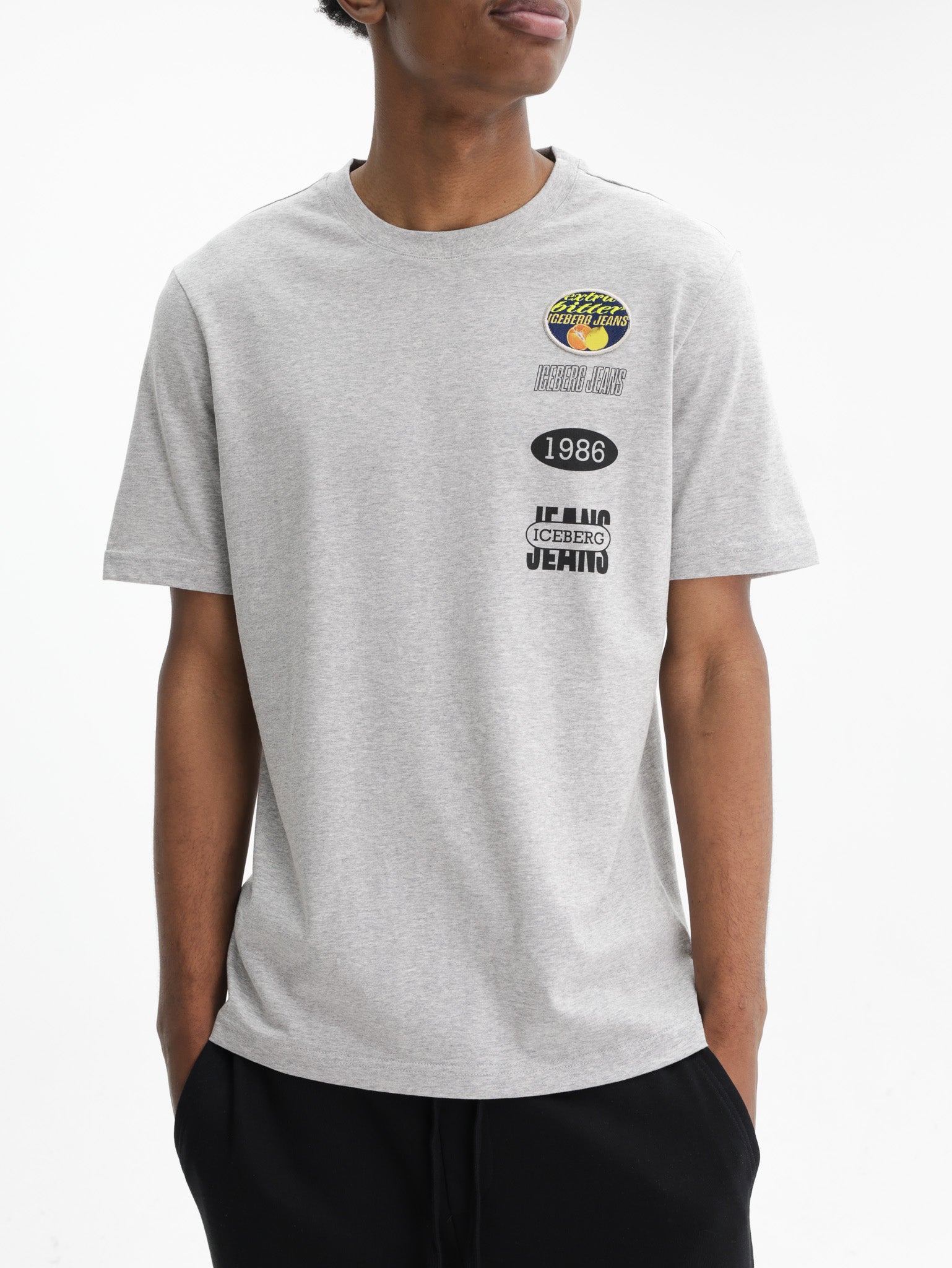 Iceberg Jeans T-Shirt 1986 Ibj Logo Print Grey