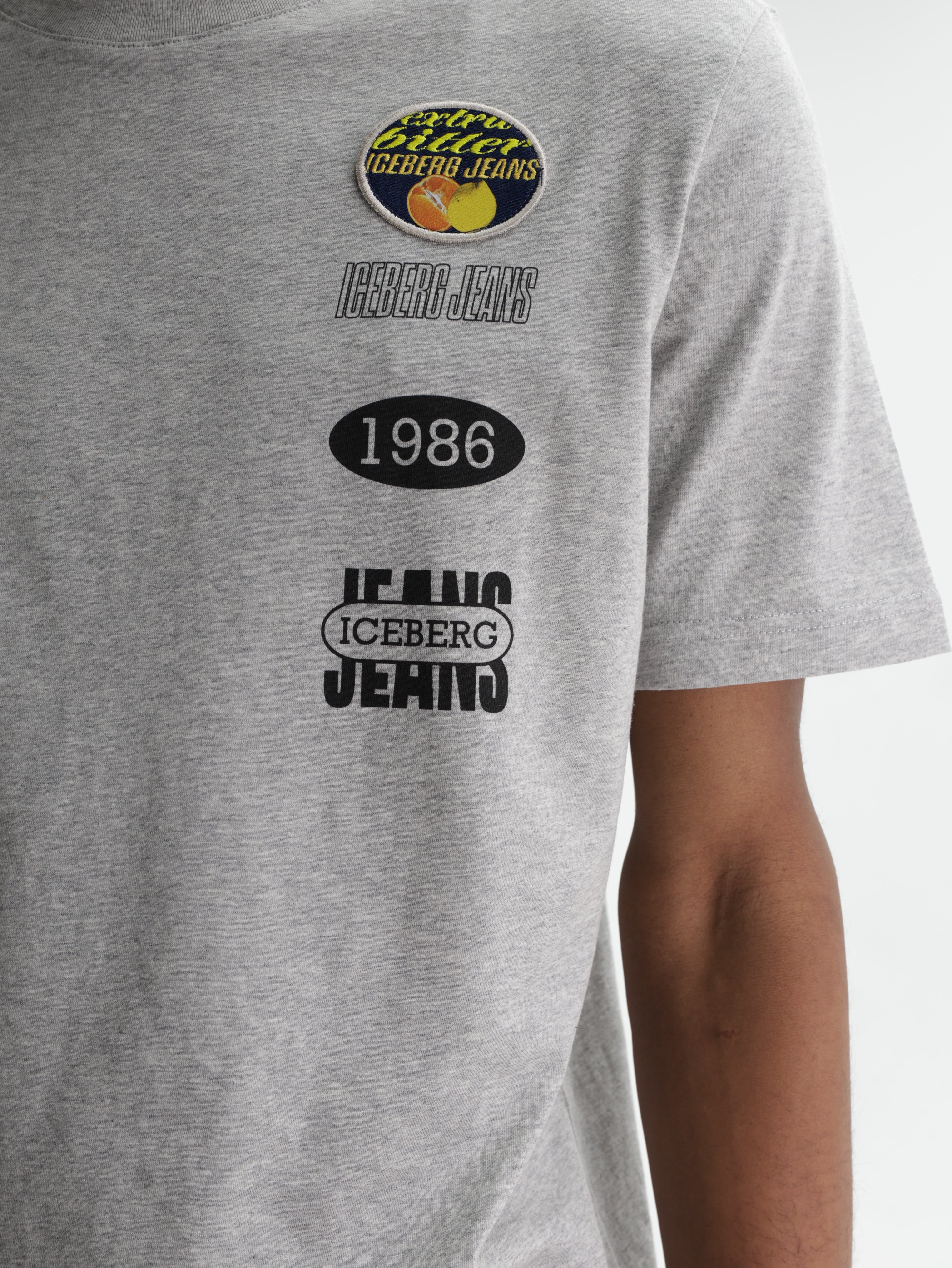 Iceberg Jeans T-Shirt 1986 Ibj Logo Print Grey