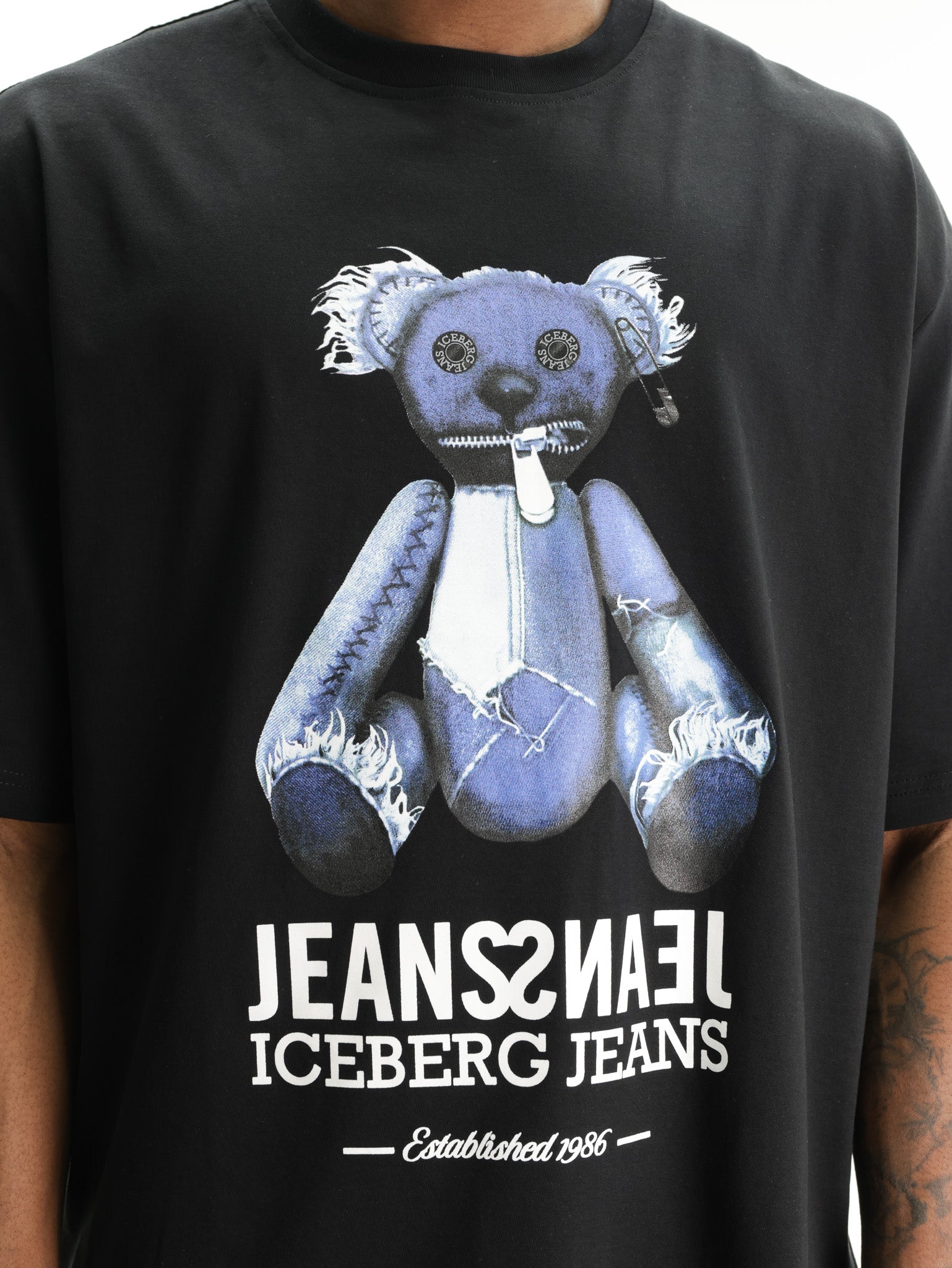 Iceberg Jeans T-Shirt Teddy Print Black