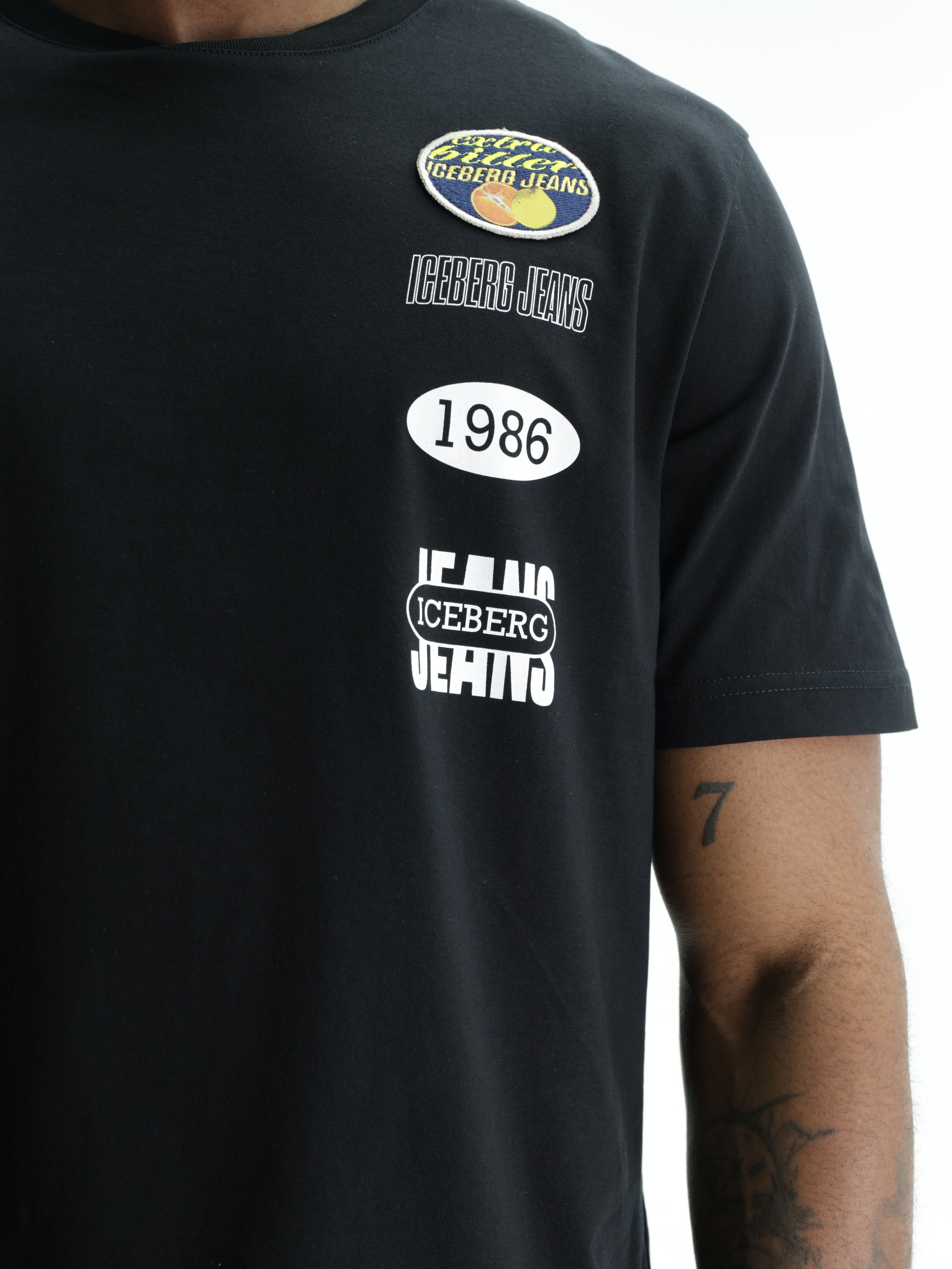 Iceberg Jeans T-Shirt 1986 Ibj Logo Print Black